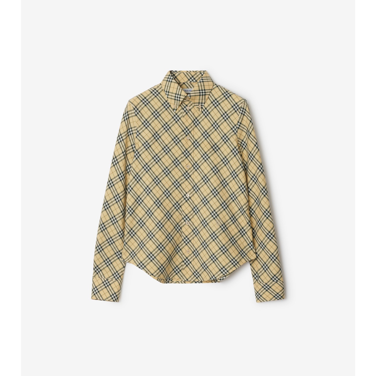 Check Cotton Shirt in Grain Women Burberry Official