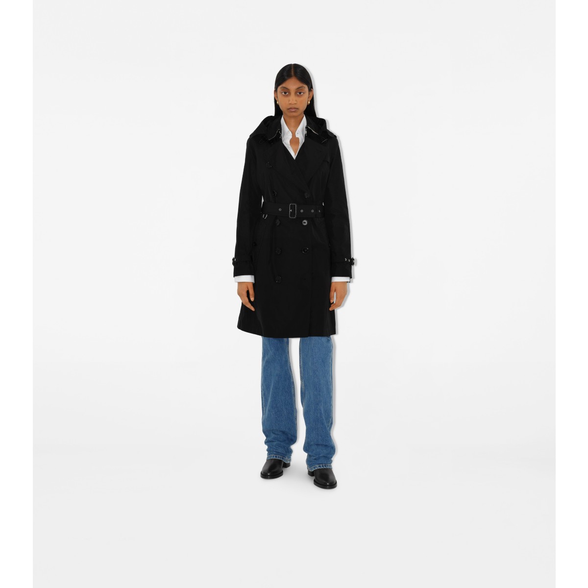  Check Mid-length Taffeta Kensington Trench Coat