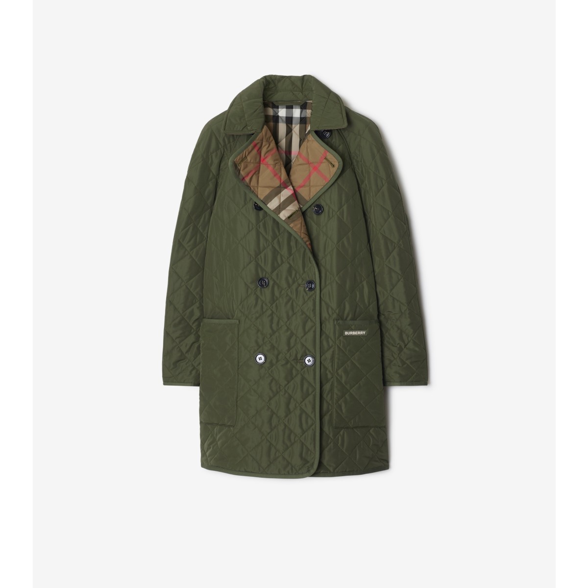 Shop Burberry Quilted Coat In Dark Olive