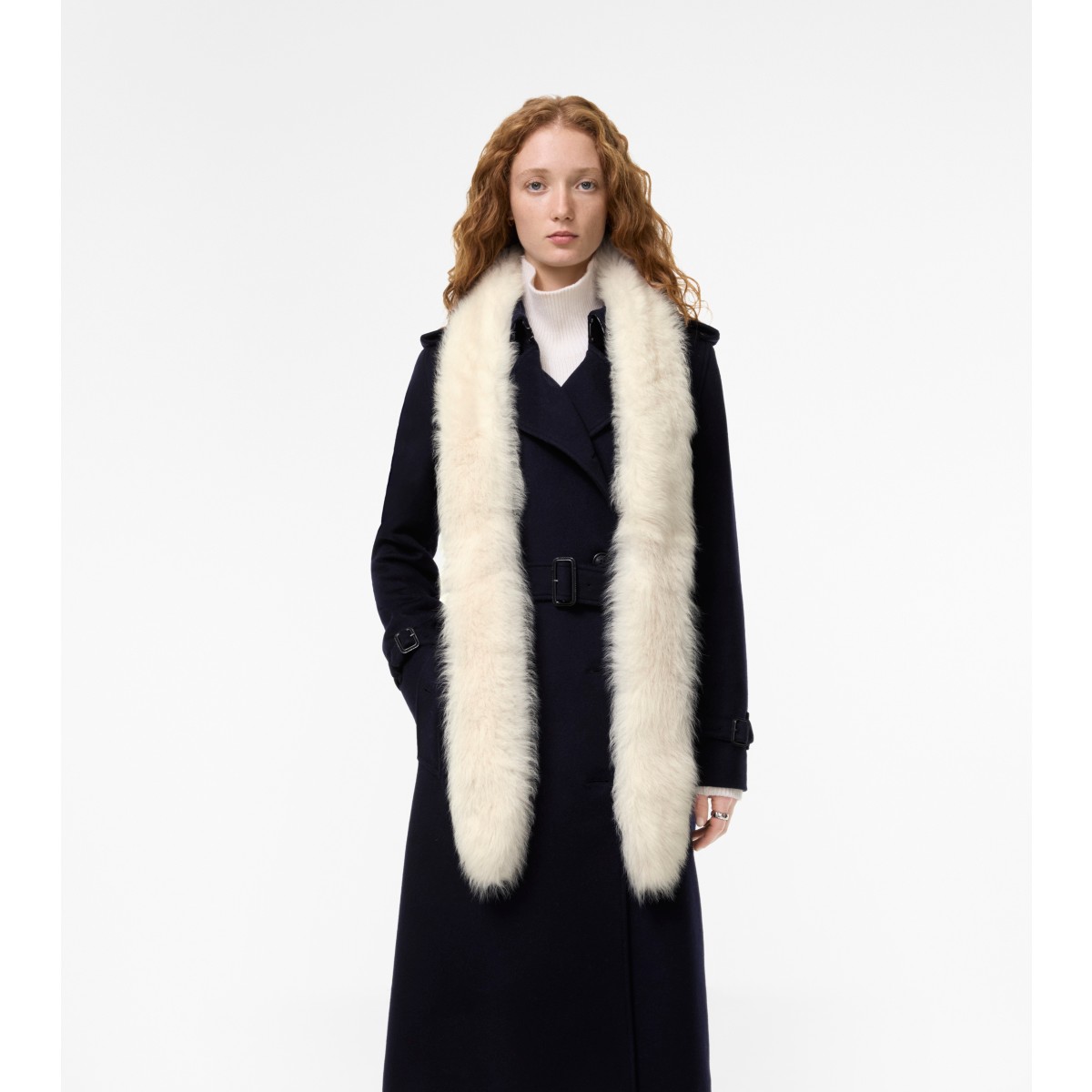  Check Skinny Shearling Scarf