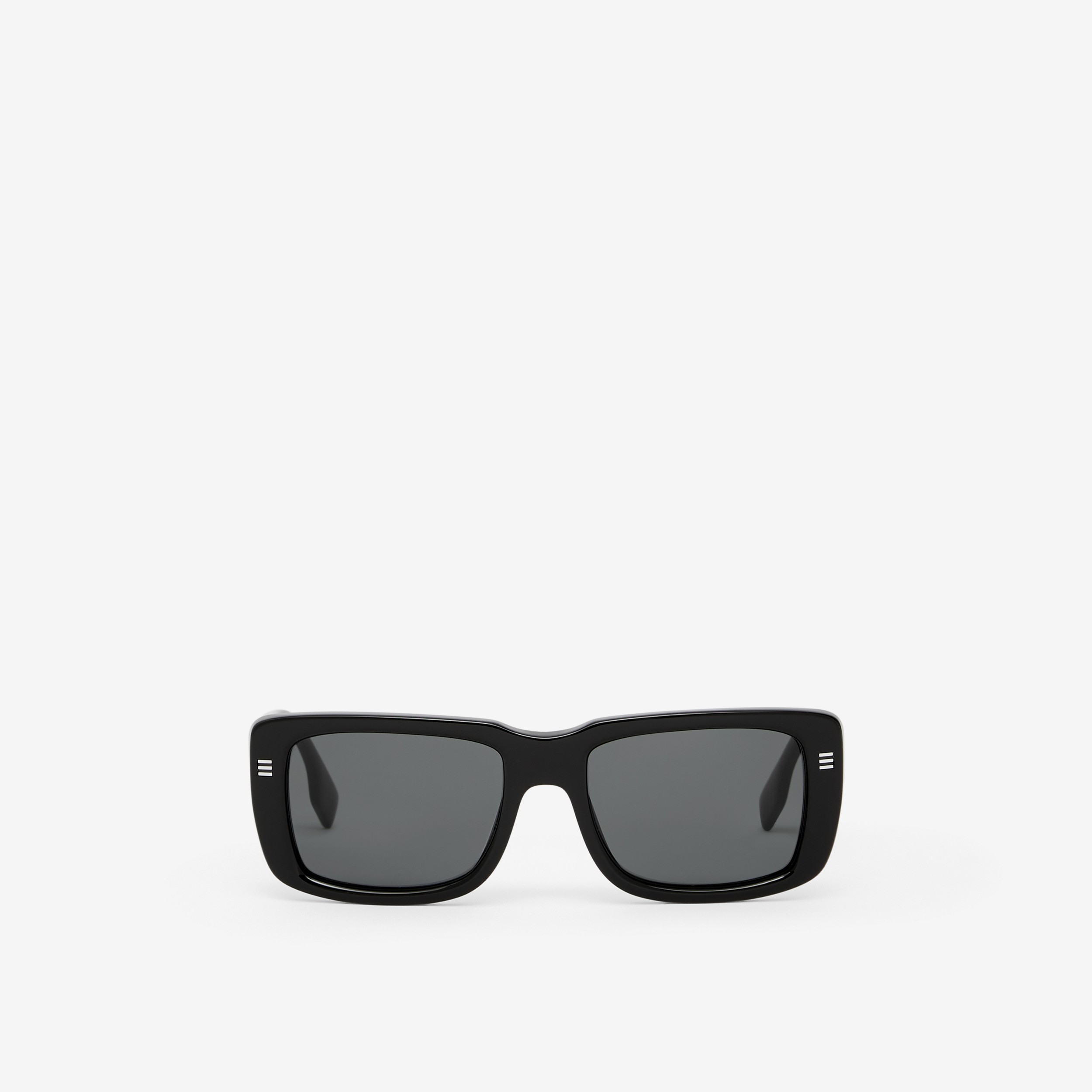 Logo Detail Rectangular Frame Sunglasses in Black - Men | Burberry® Official - 1