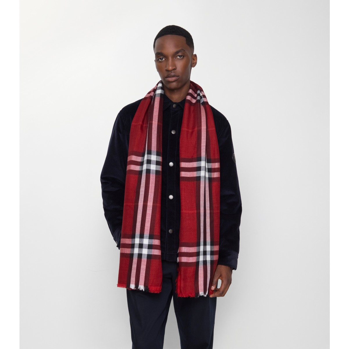  Check Reversible Wool Silk Scarf