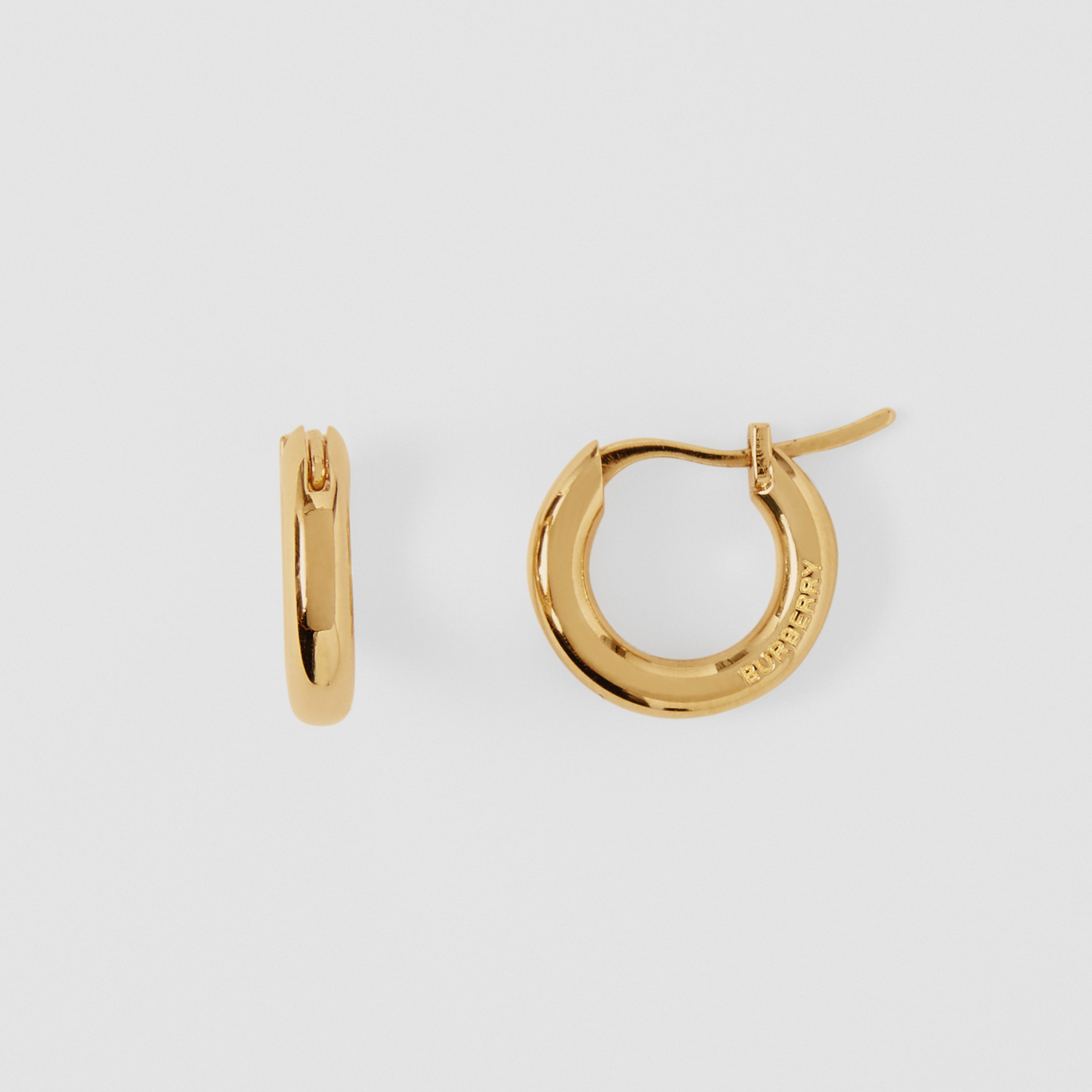 Logo Detail Gold-Plated Hoop Earrings in Light - Women | Burberry® Official - 4