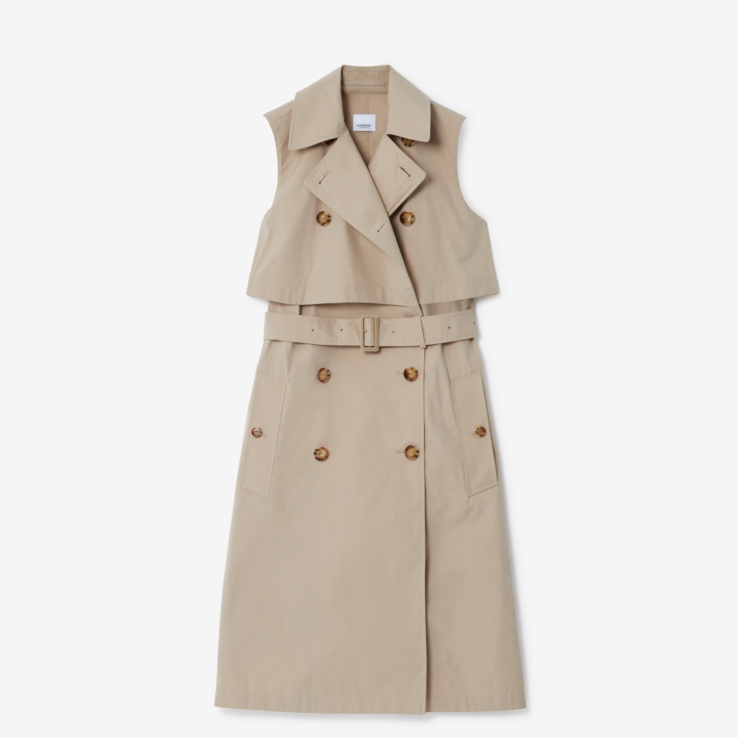 Petite Cotton Blend Trench Dress in Soft Fawn - Women | Burberry® Official