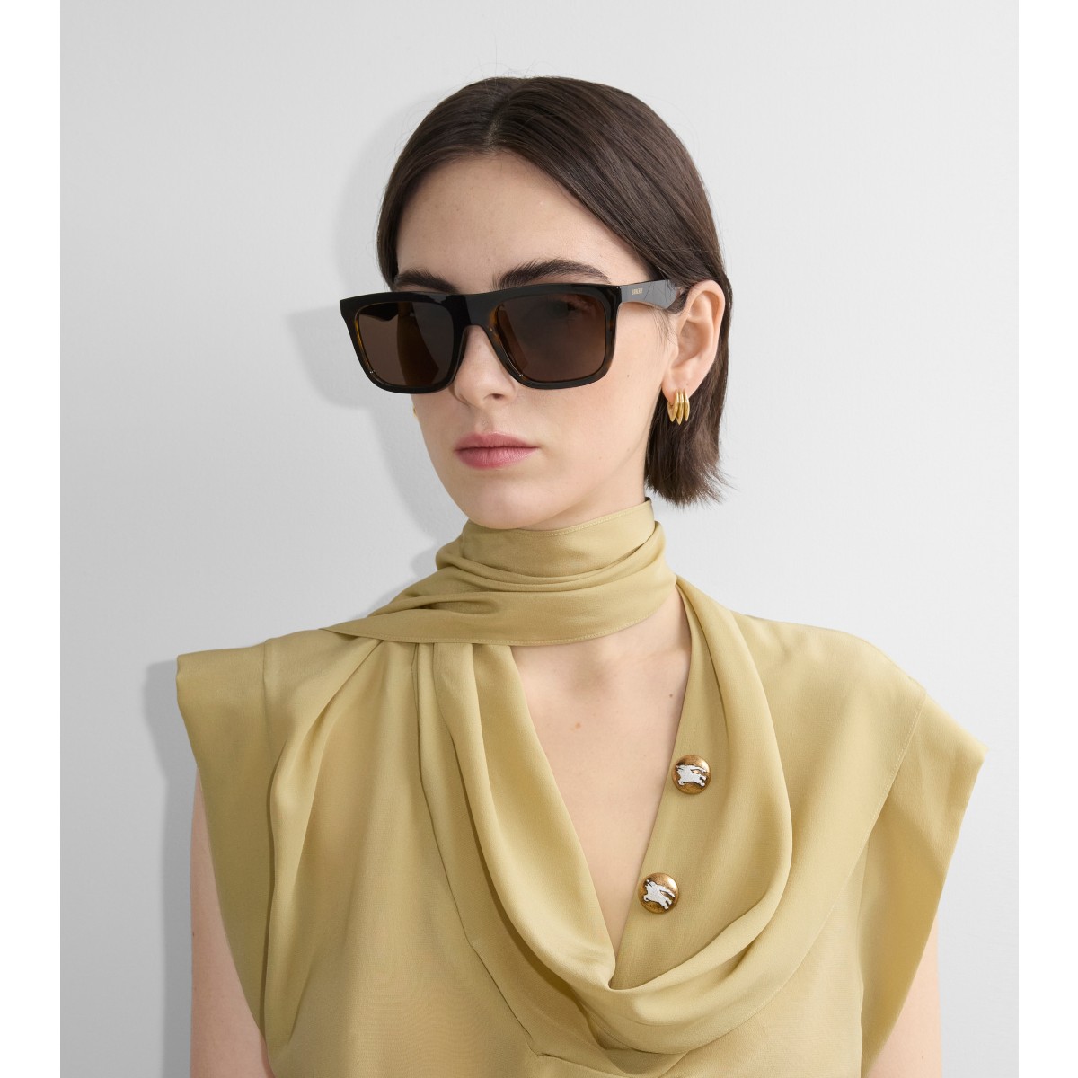  Check Embossed Square Sunglasses