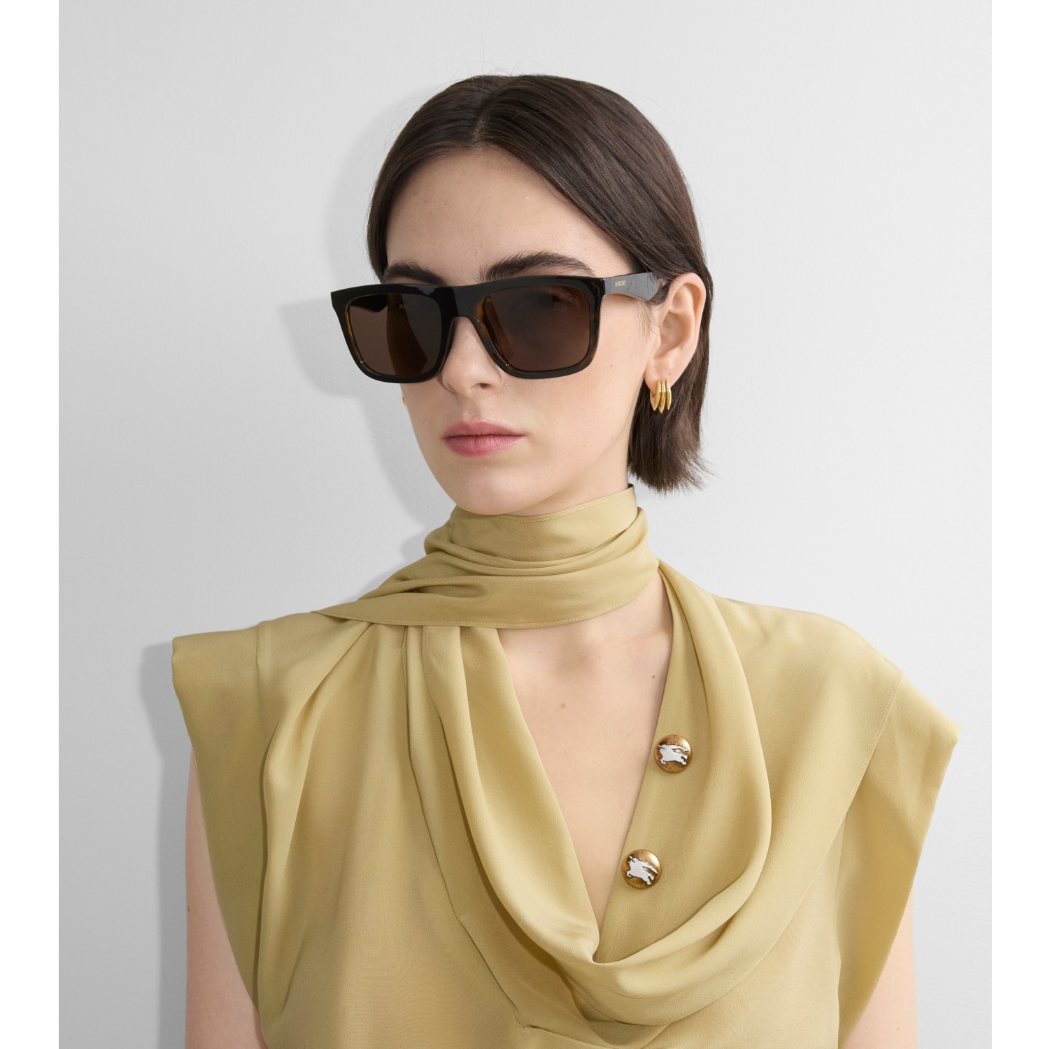 Embossed Check Square Sunglasses