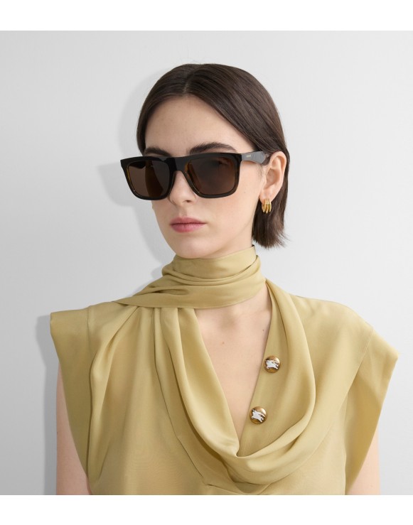 Embossed Check Square Sunglasses