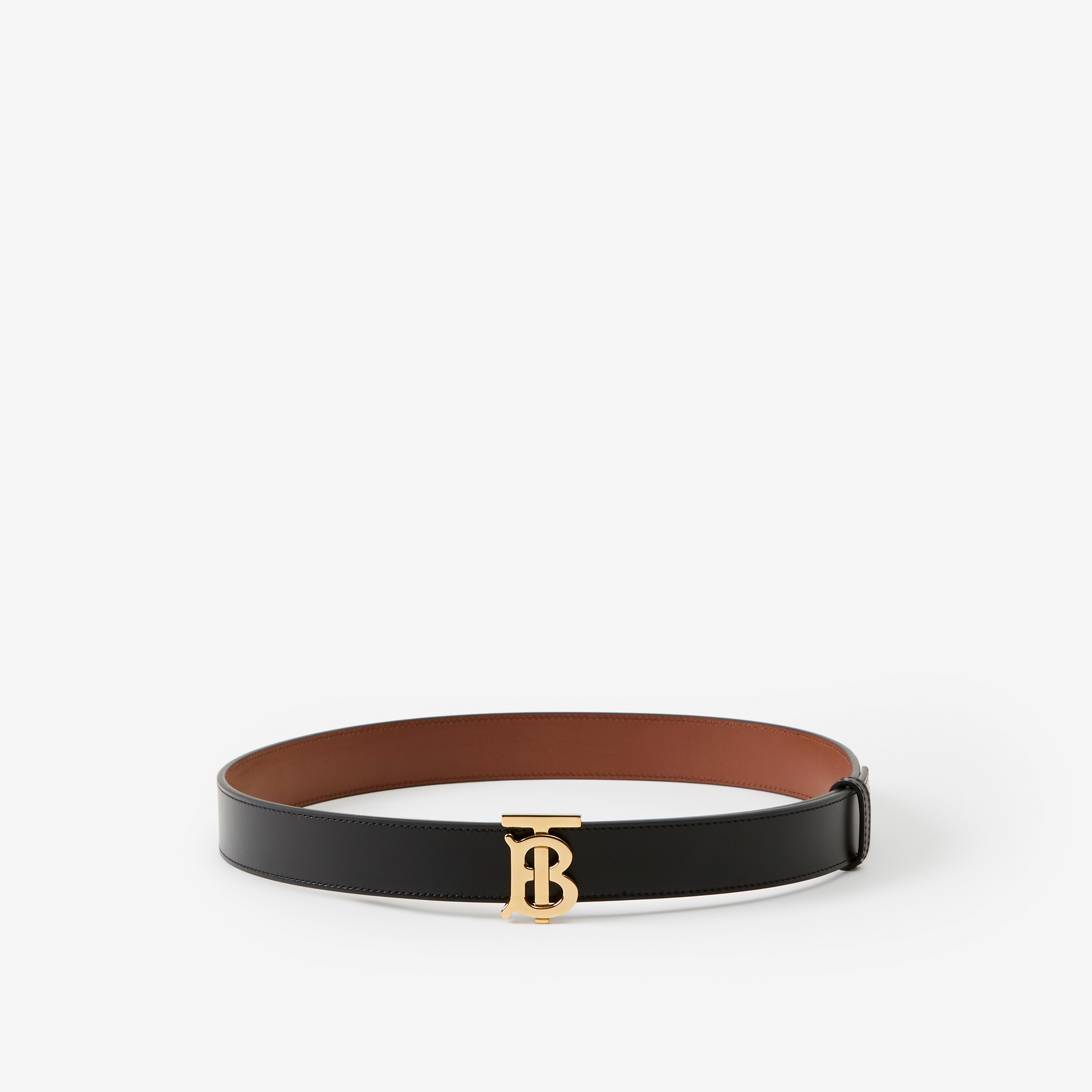 Leather Reversible TB Belt in Black/tan/gold - Women | Burberry® Official - 1