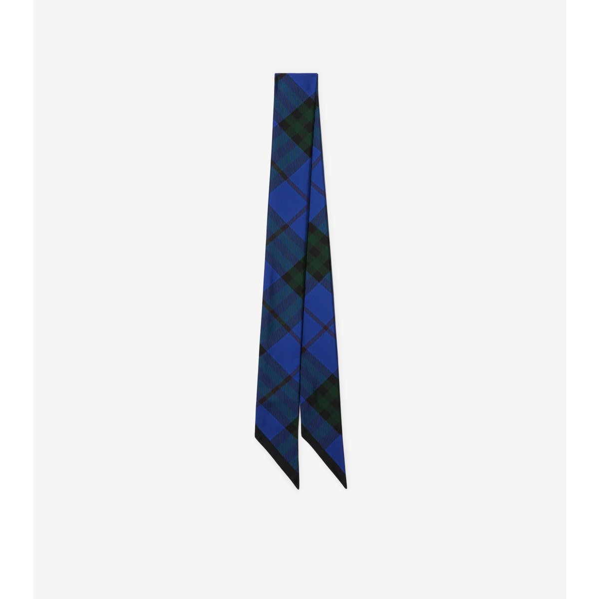 Shop Burberry Skinny Check Silk Scarf In Knight