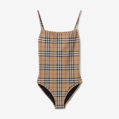 Vintage Check Swimsuit in Archive Beige - Women | Burberry® Official