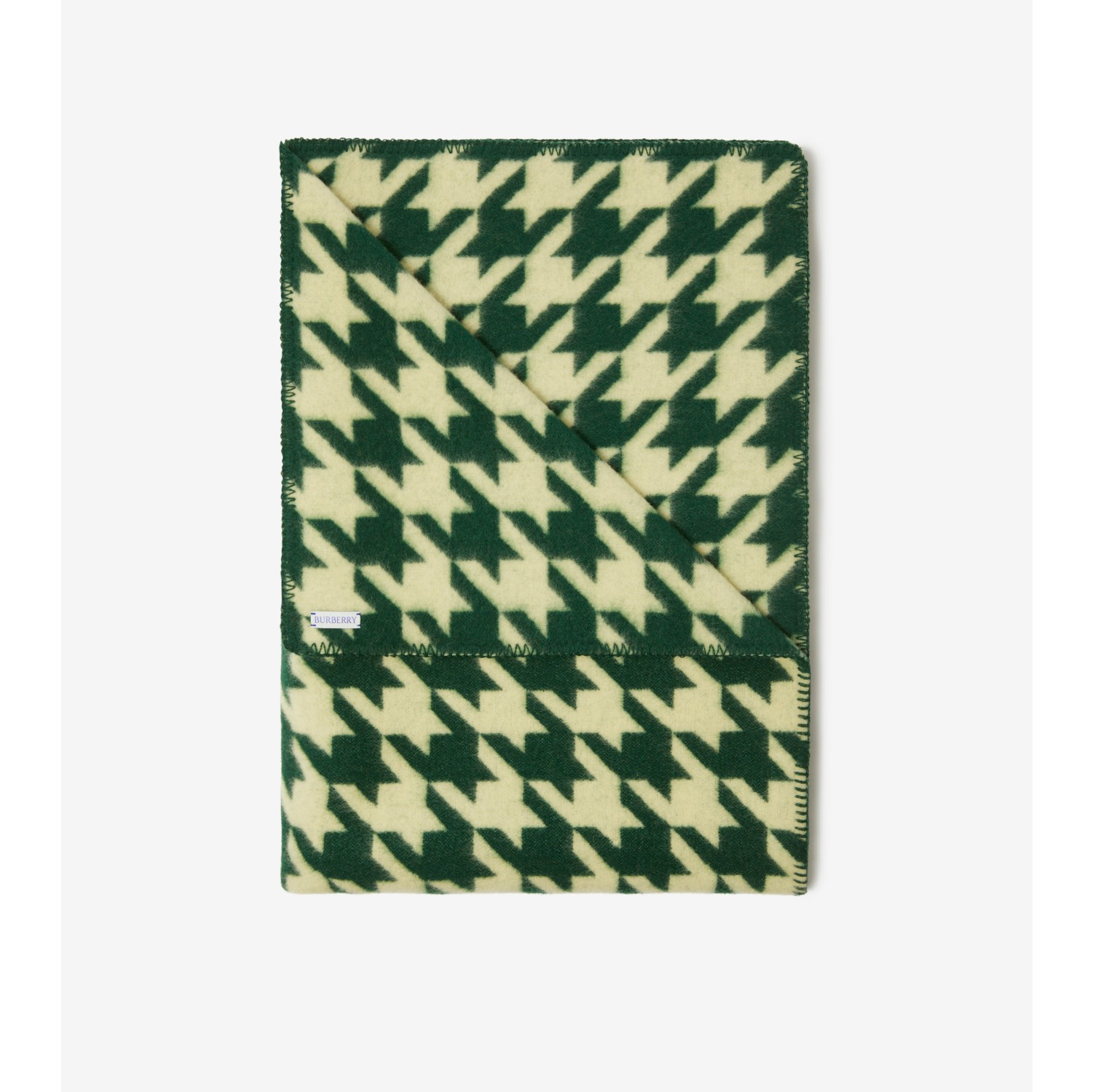 Houndstooth Wool Blanket in Ivy sherbet Burberry Official