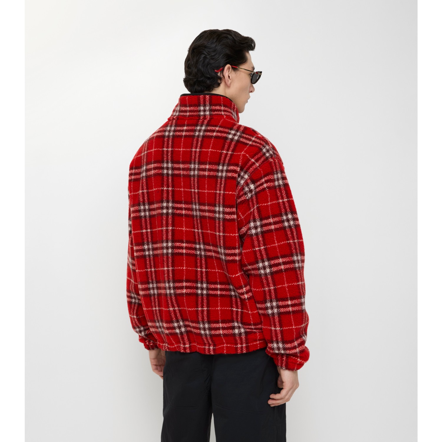 Check Wool Cashmere Blend Fleece in Crayon red - Men | Burberry® Official