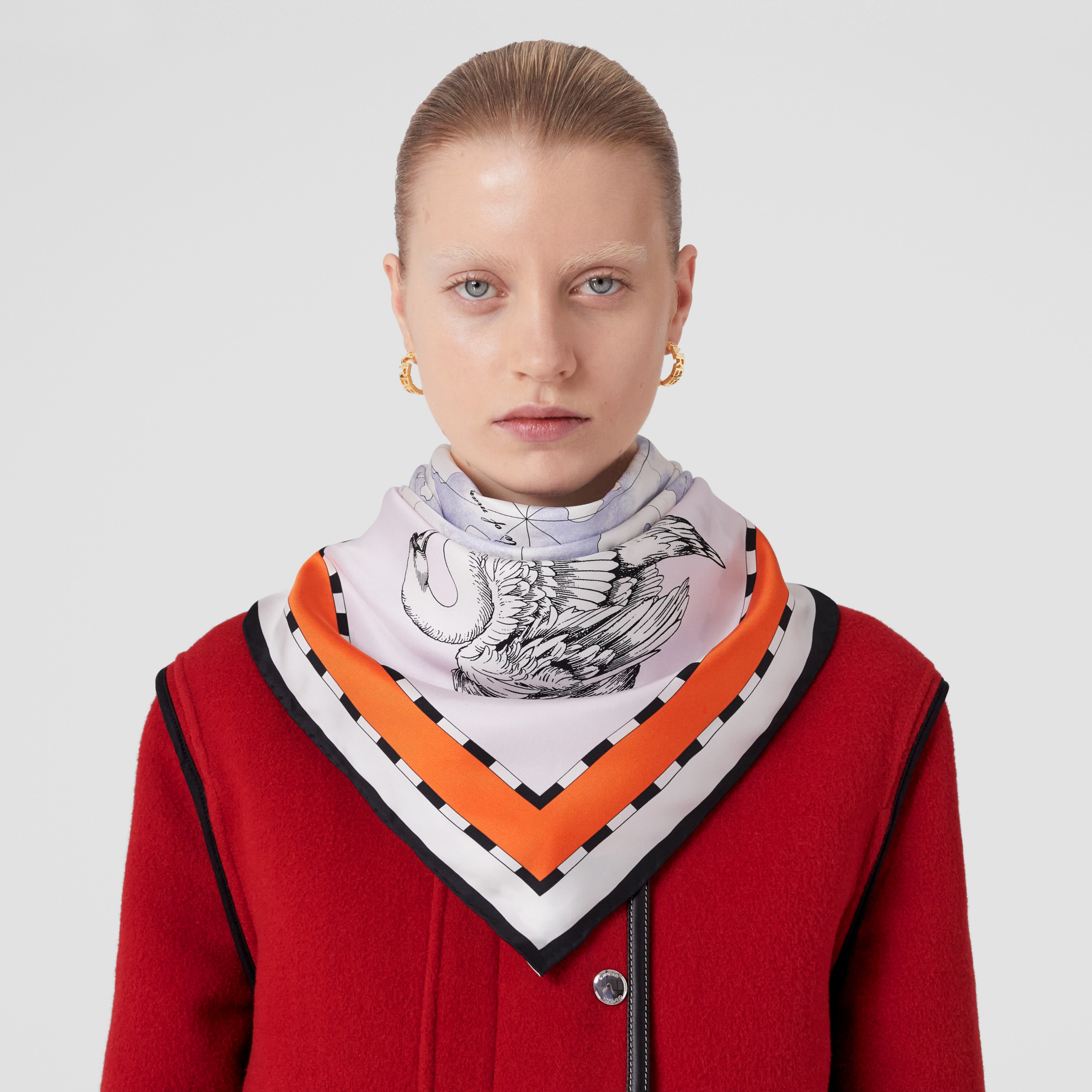Animal Kingdom Print Silk Square Scarf in Alabaster Pink | Burberry® Official - 3