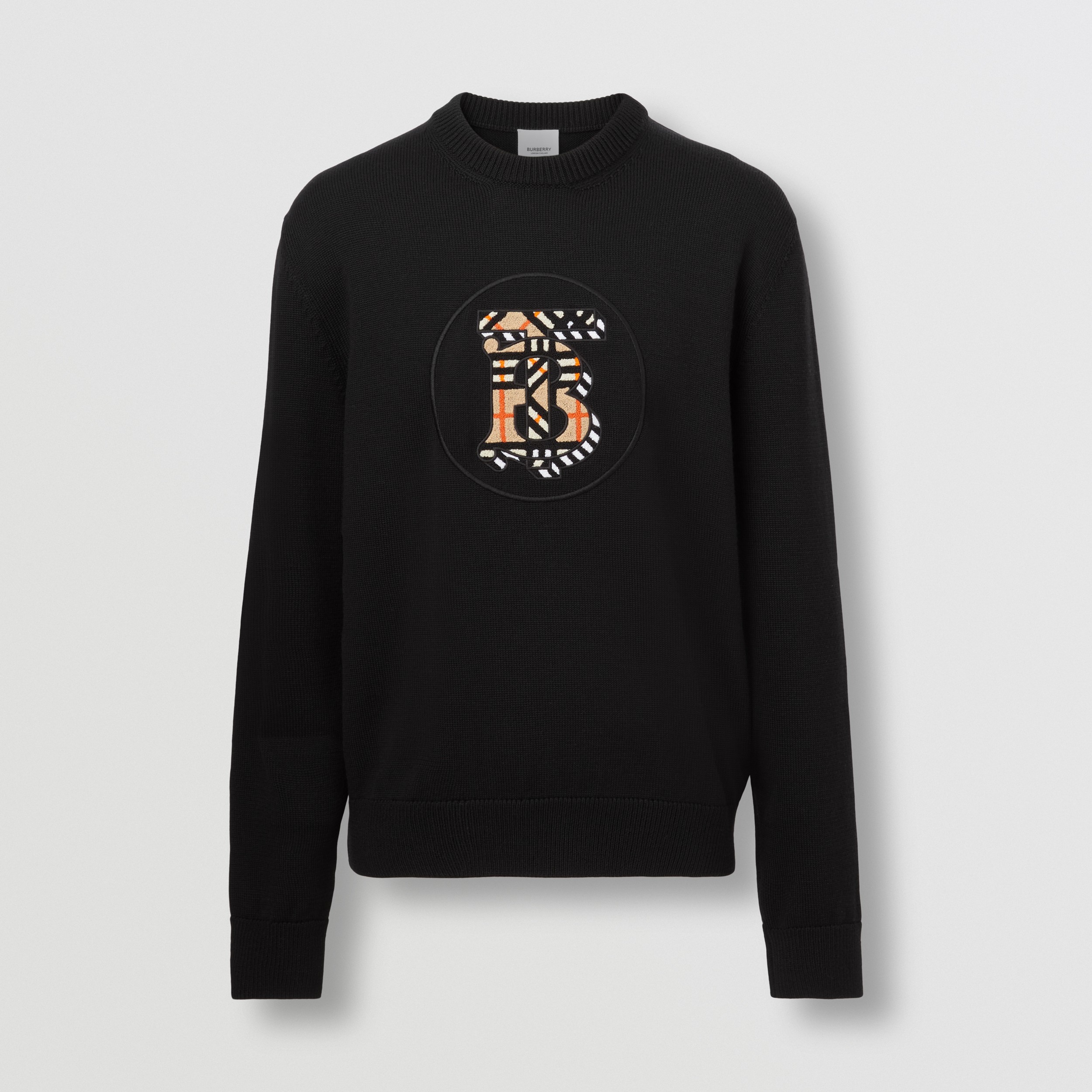 Monogram Motif Wool Sweater in Black - Men | Burberry® Official - 4