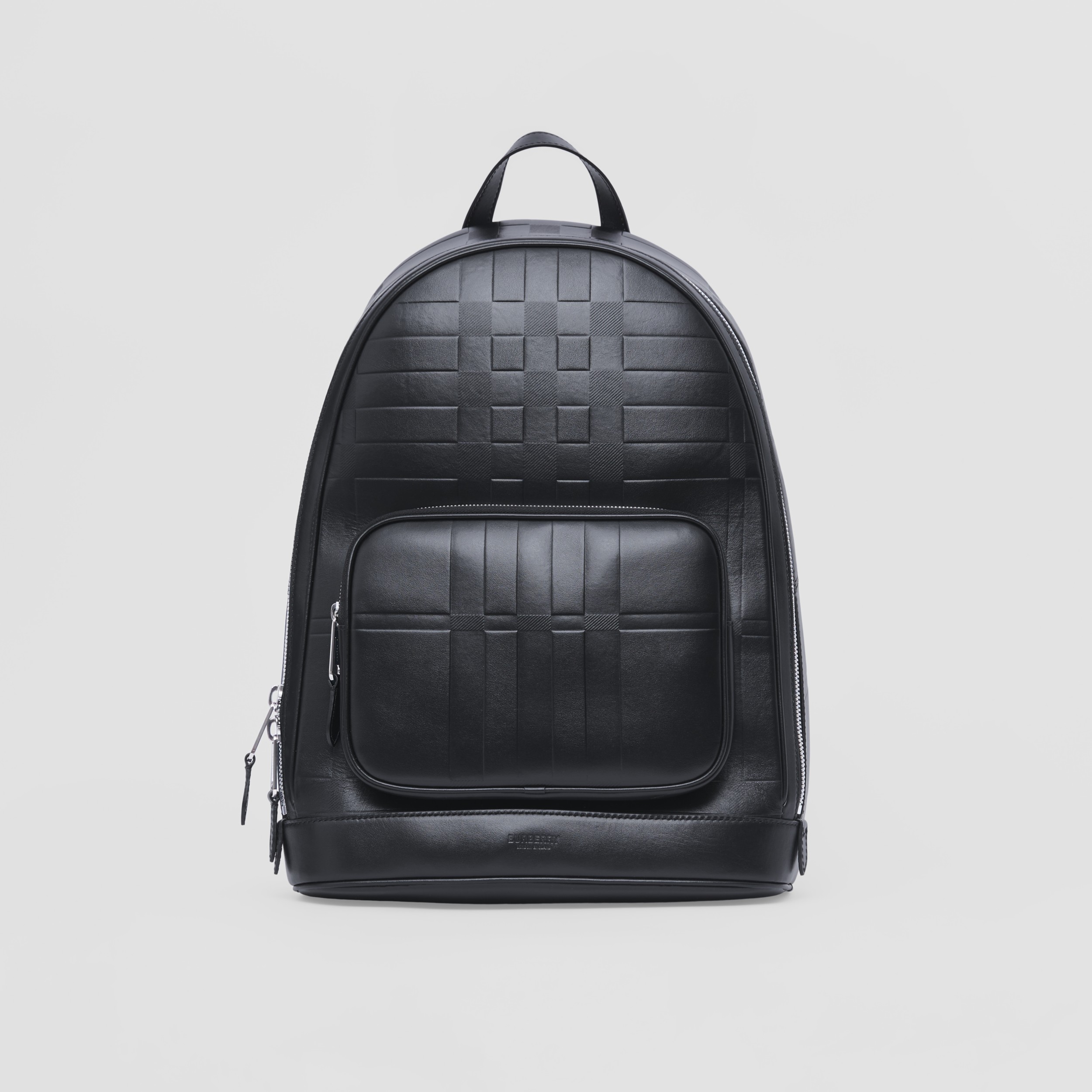 Embossed Check Leather Rocco Backpack in Black | Burberry® Official
