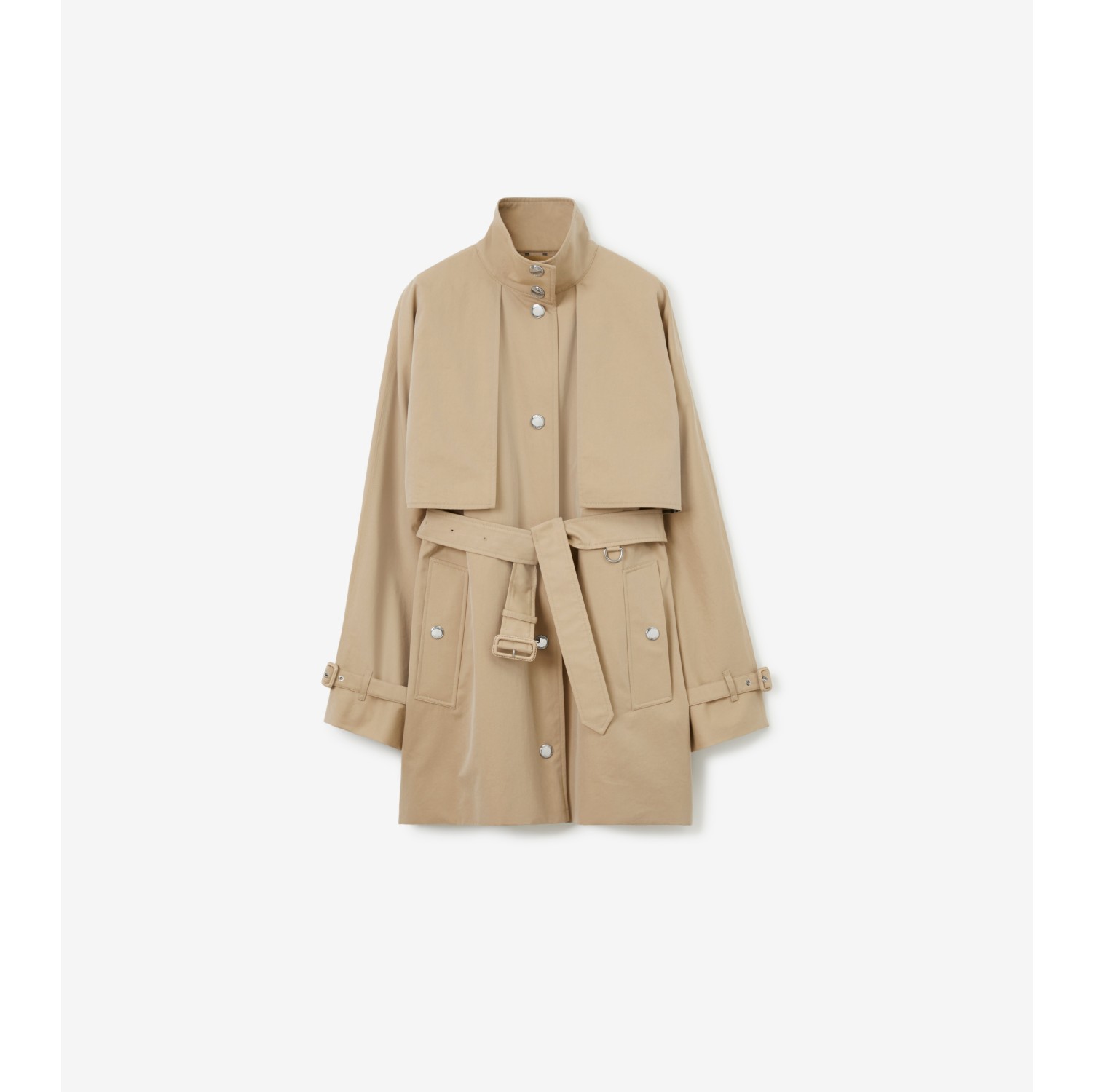 Short Lightweight Gabardine Trench Coat in Honey - Women, Cotton |  Burberry® Official