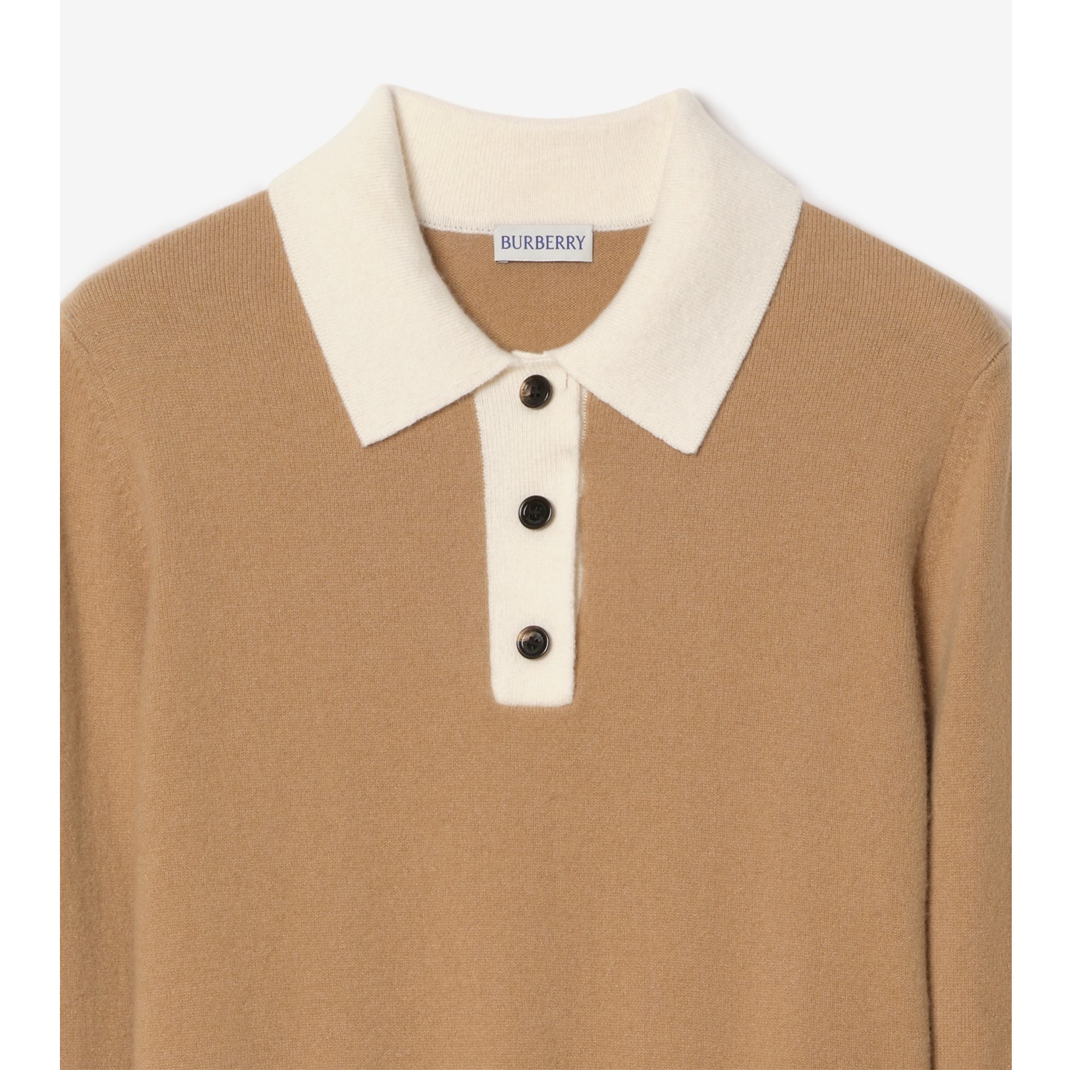 Langärmeliges Kaschmirmisch-Poloshirt