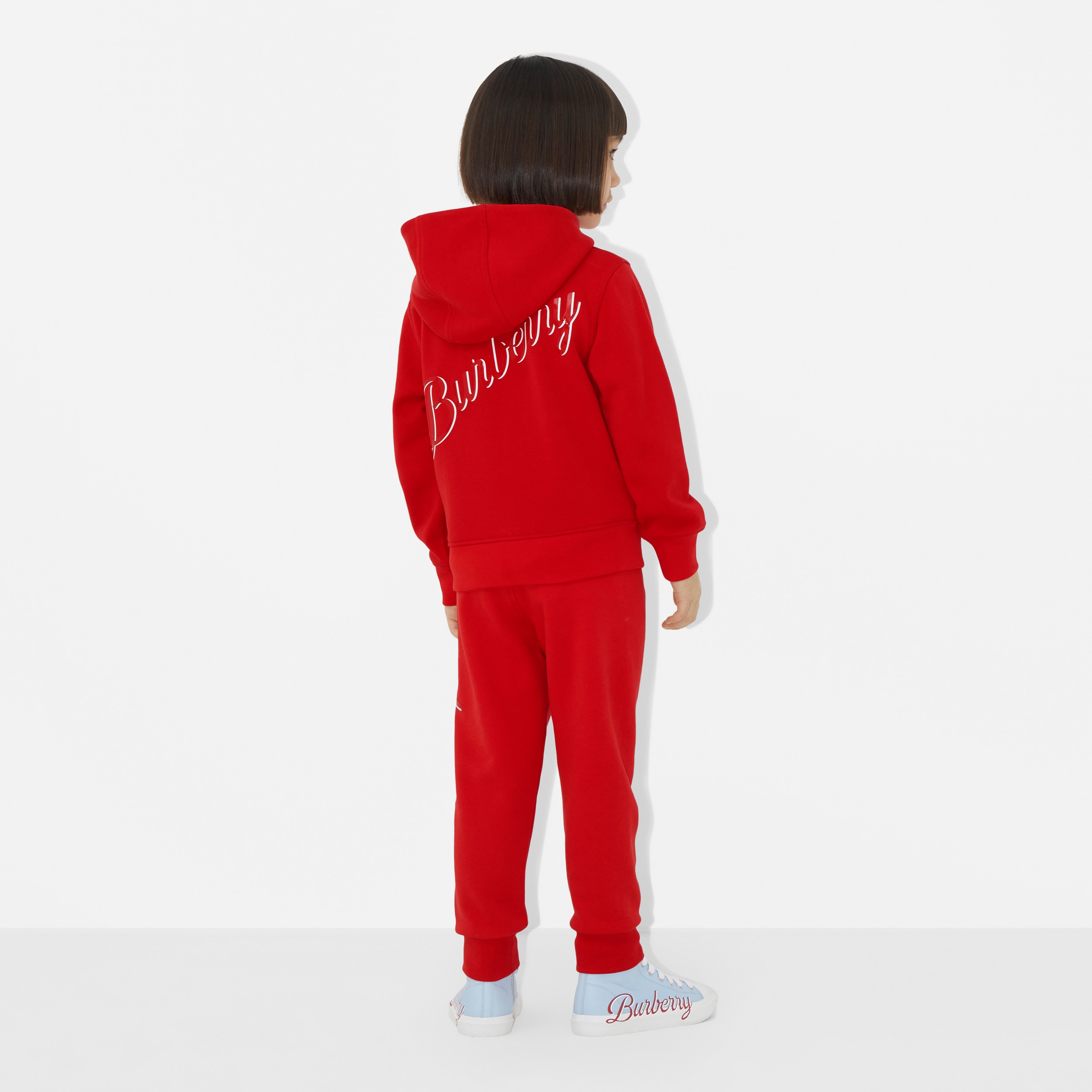 Sudadera en algodón con capucha y logotipo caligrafiado (Rojo Intenso) | Burberry® oficial - 3