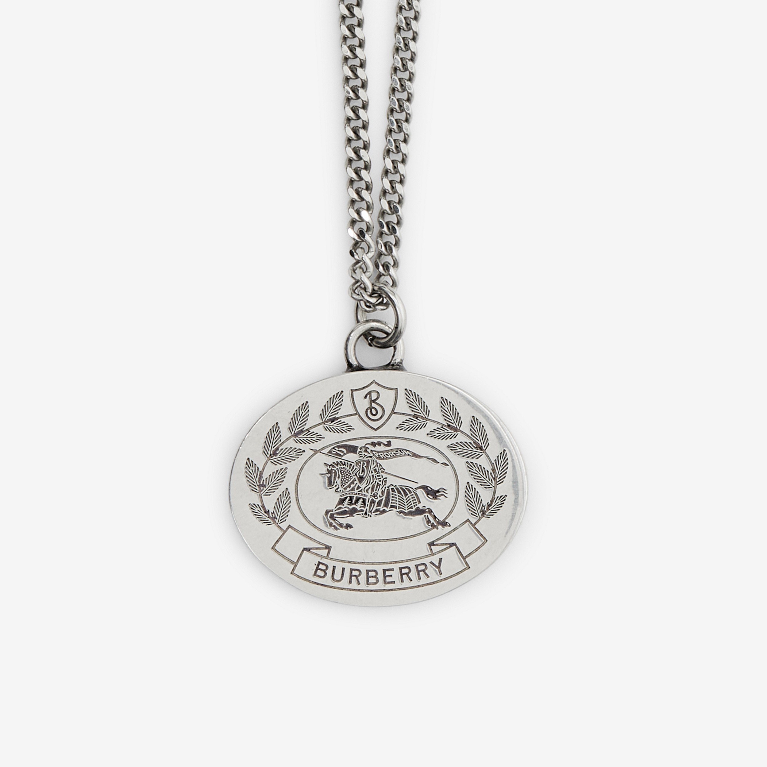 EKD Engraved Palladium-plated Chain-link Necklace in Vintage Steel | Burberry® Official - 2