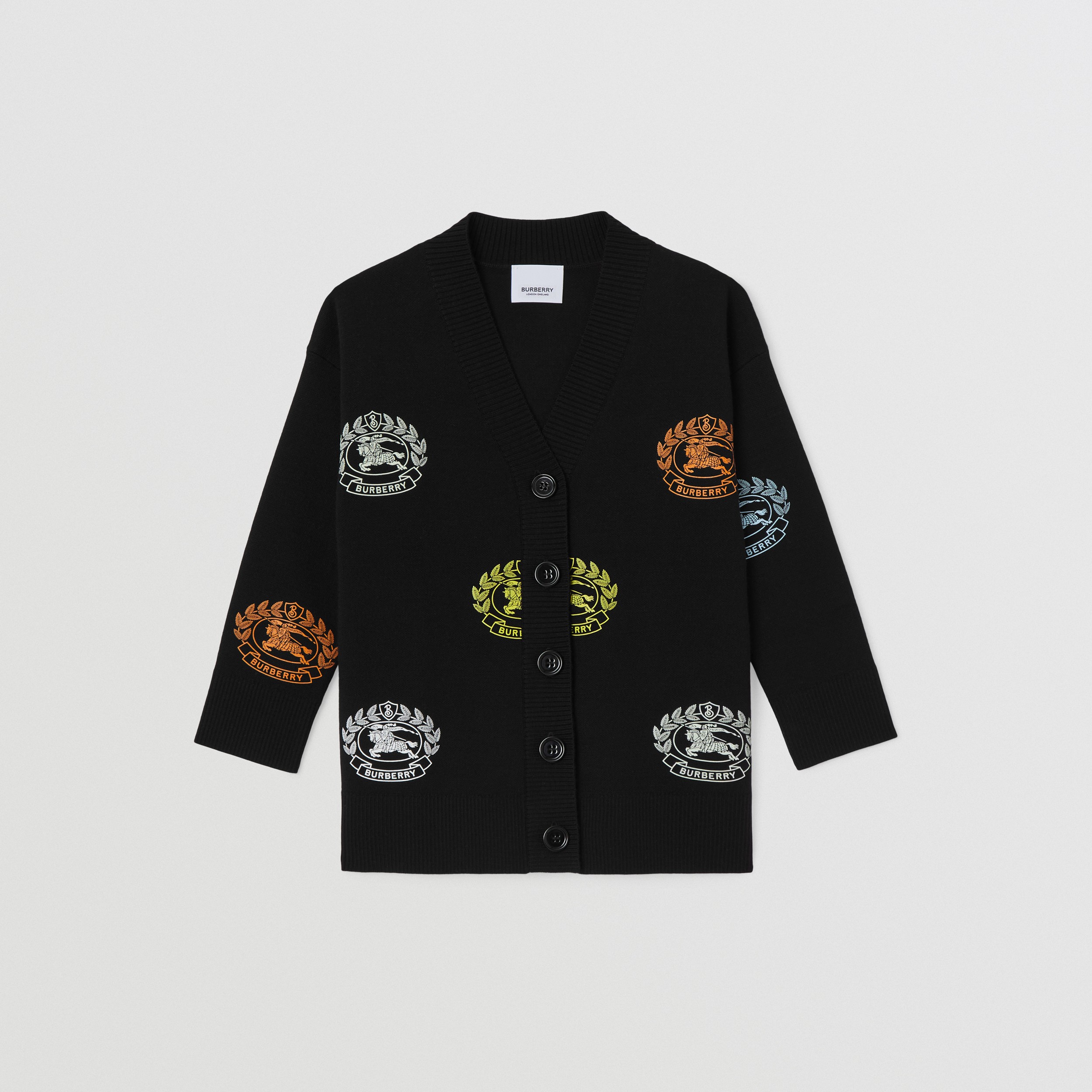 EKD Print Technical Wool Cardigan in Black | Burberry® Official - 1
