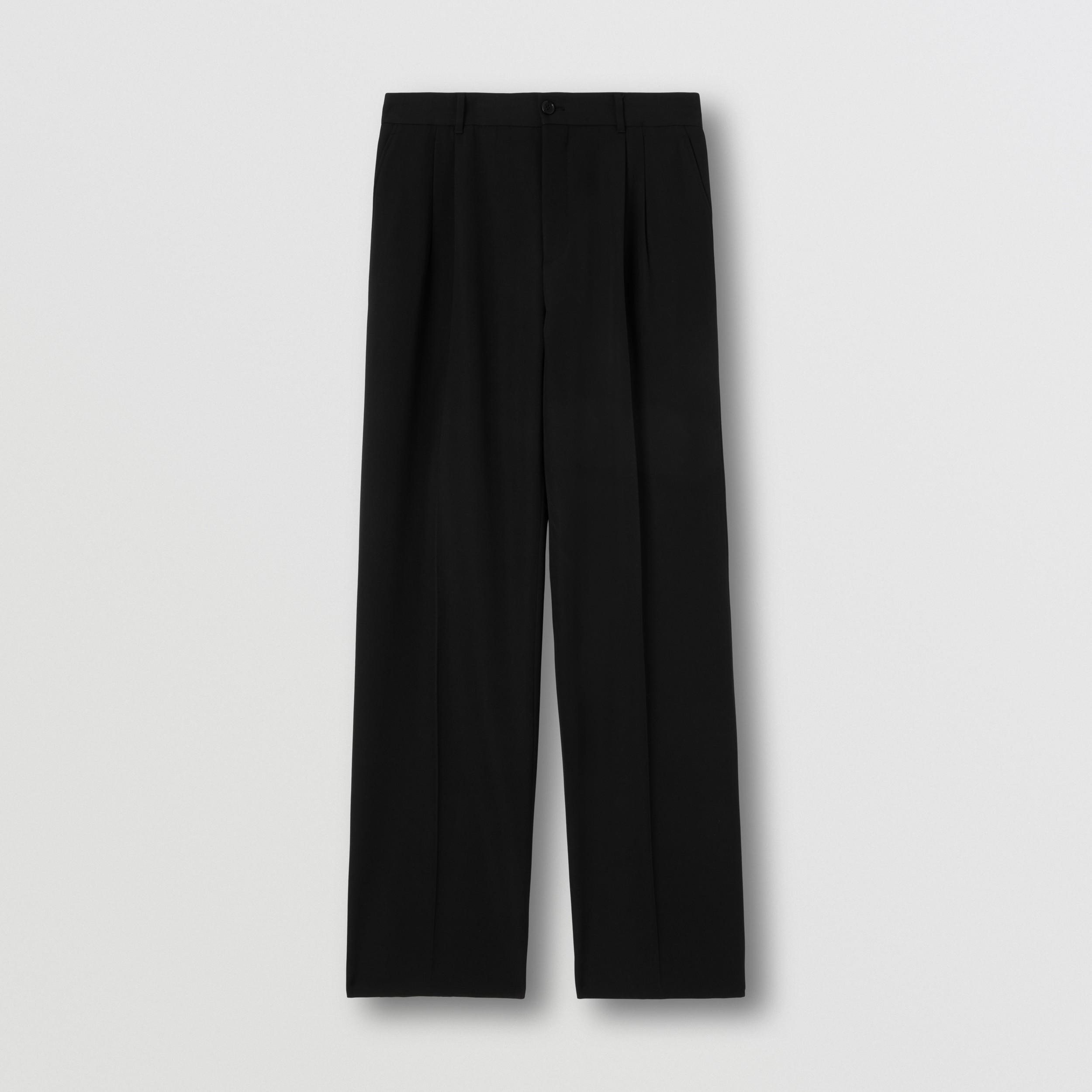 Wide Leg Wool Twill Trousers in Black - Men | Burberry® Official - 4
