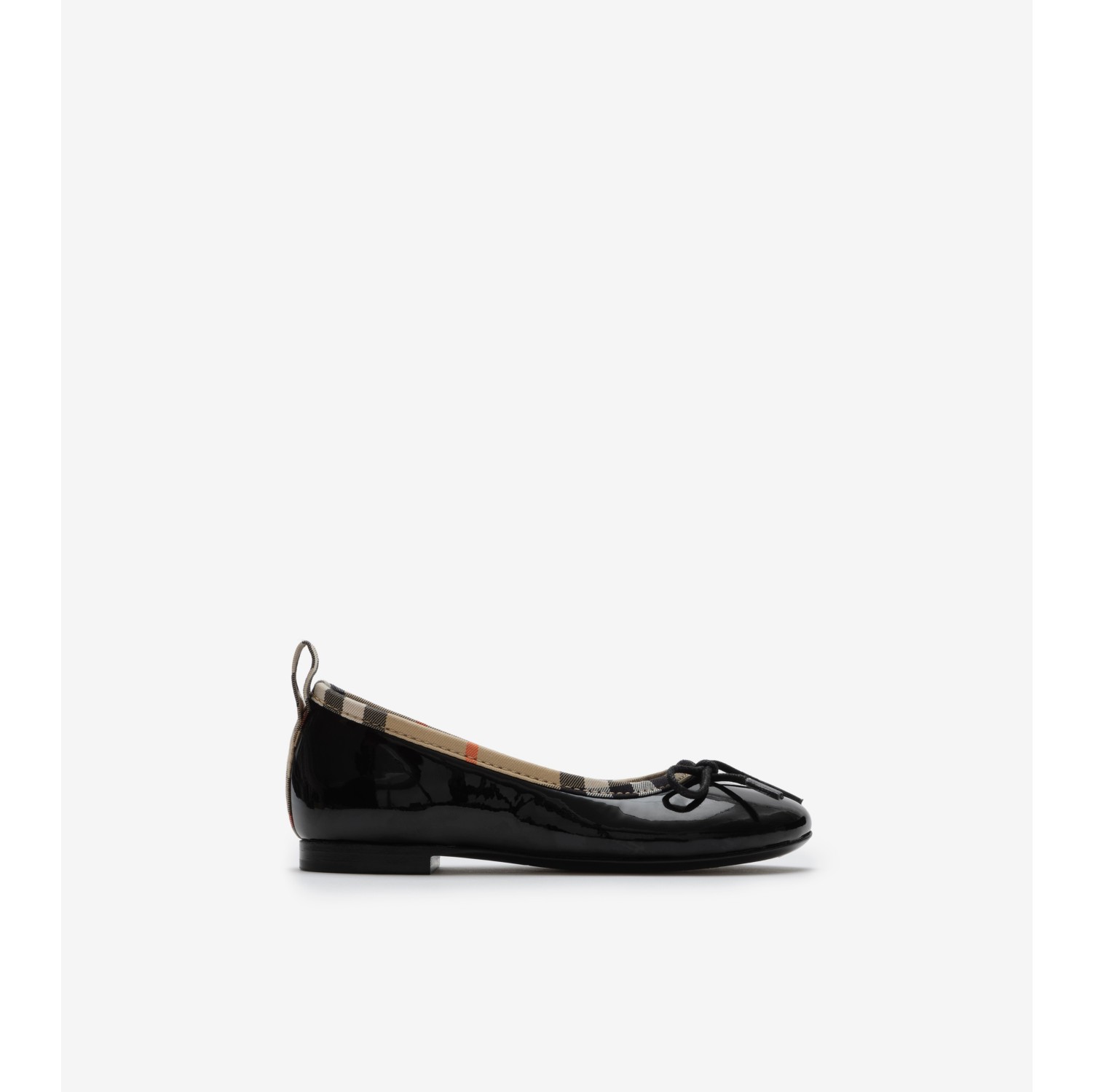 Check Trim Patent Ballerinas