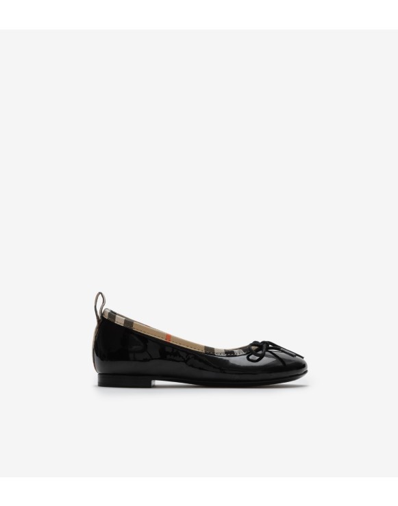 Check Trim Patent Ballerinas