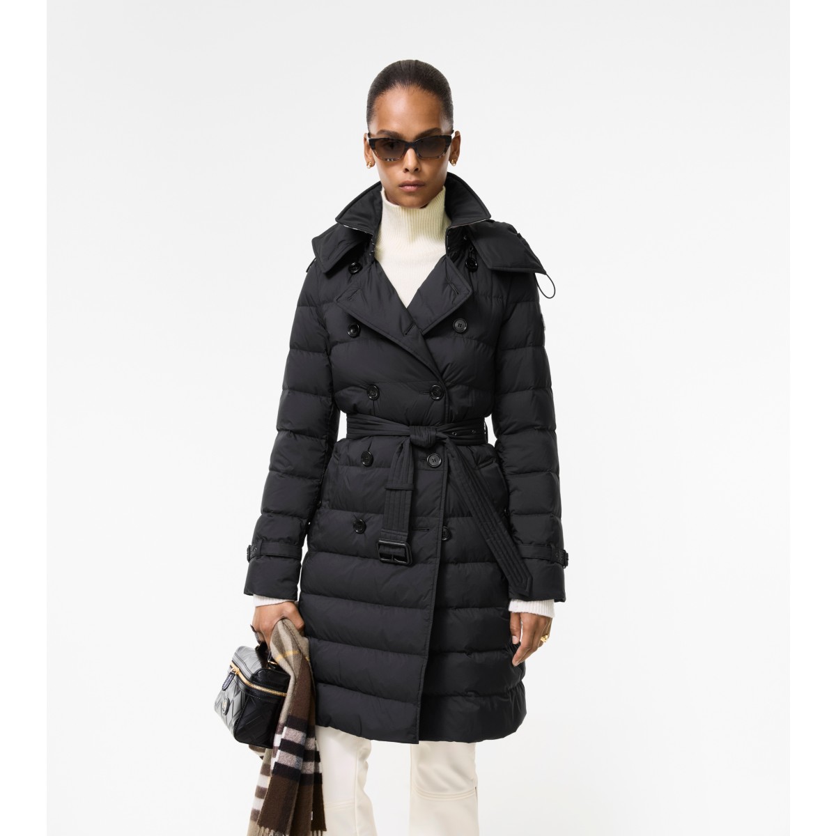  Check Mid-length Nylon Audley Puffer Coat
