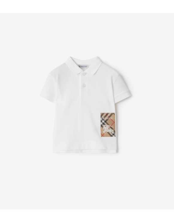 Check Label Cotton Polo Shirt