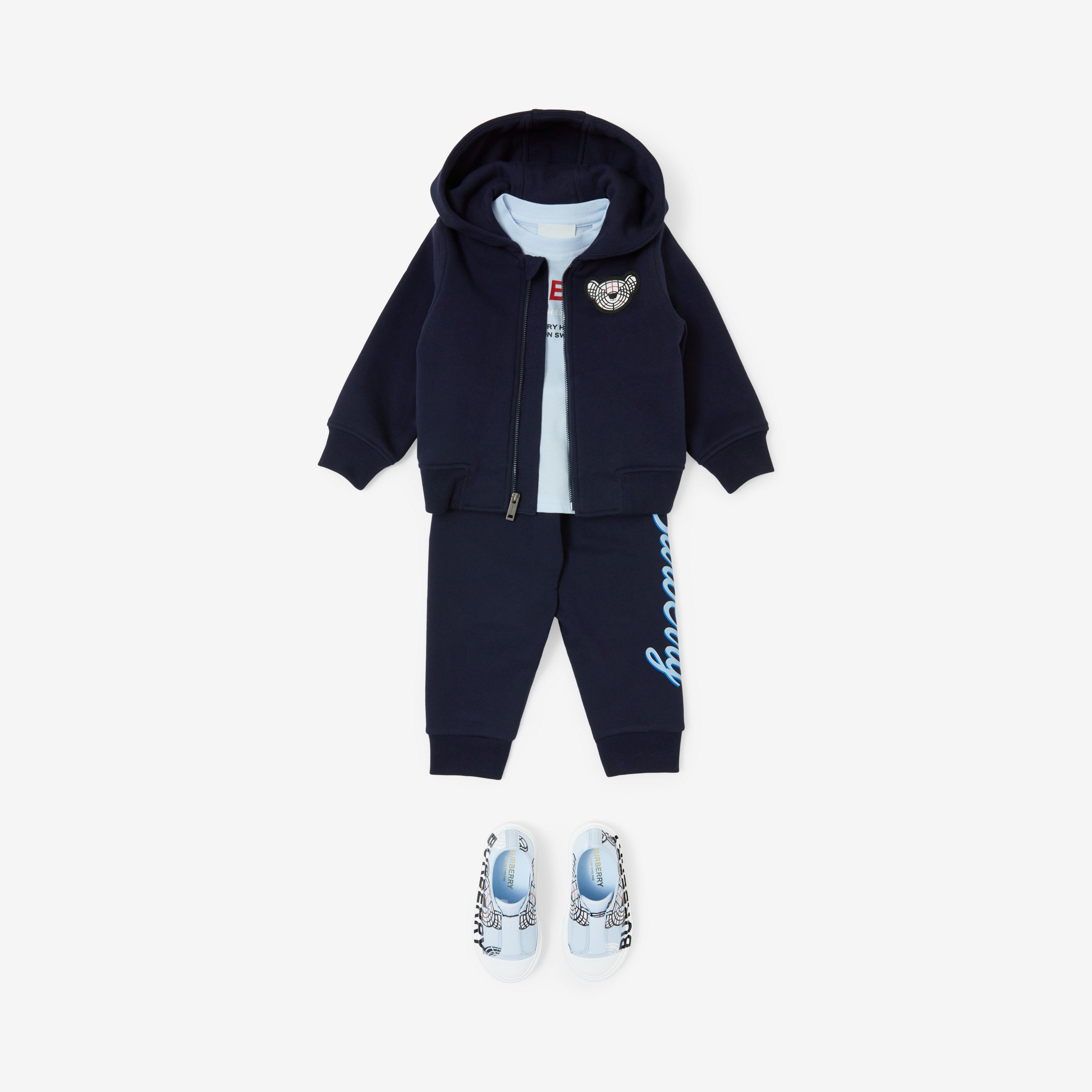Logo Script Print Cotton Jogging Pants in Deep Charcoal Blue - Children | Burberry® Official - 3