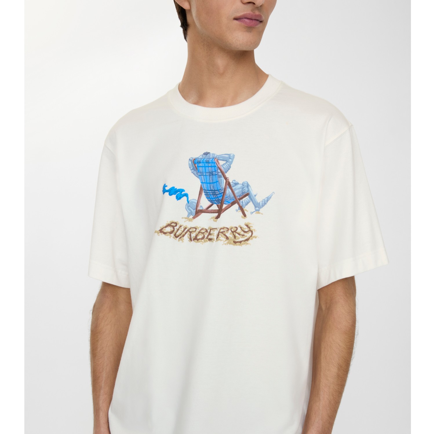 Beach Knight Cotton T-shirt in Chalk white - Men | Burberry® Official
