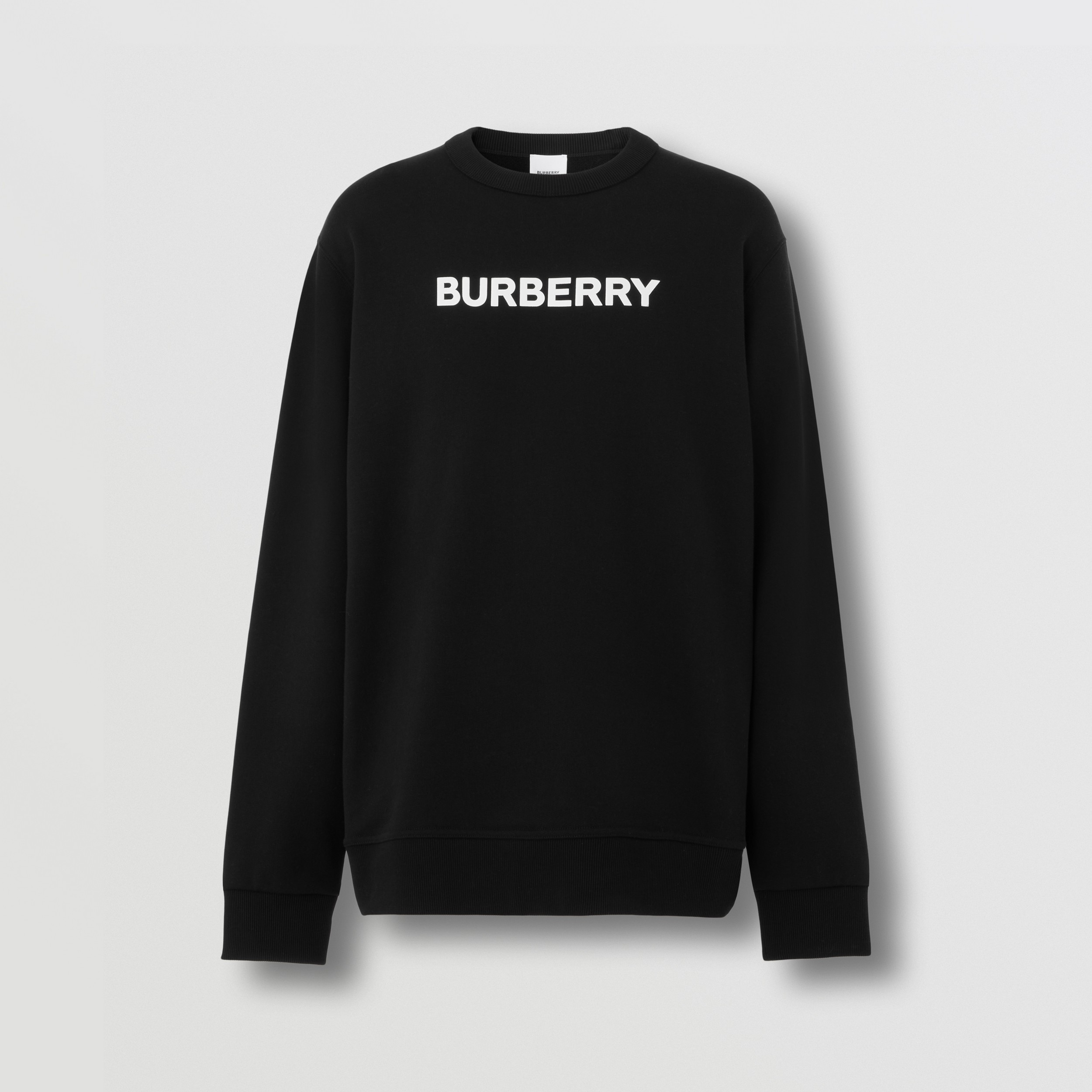 Logo Print Cotton Sweatshirt in Black | Burberry® Official - 4
