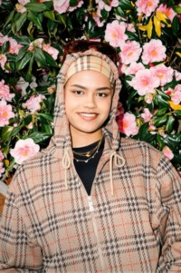 Shot of Student Maaryah Rashid wearing Burberry Check Jacket