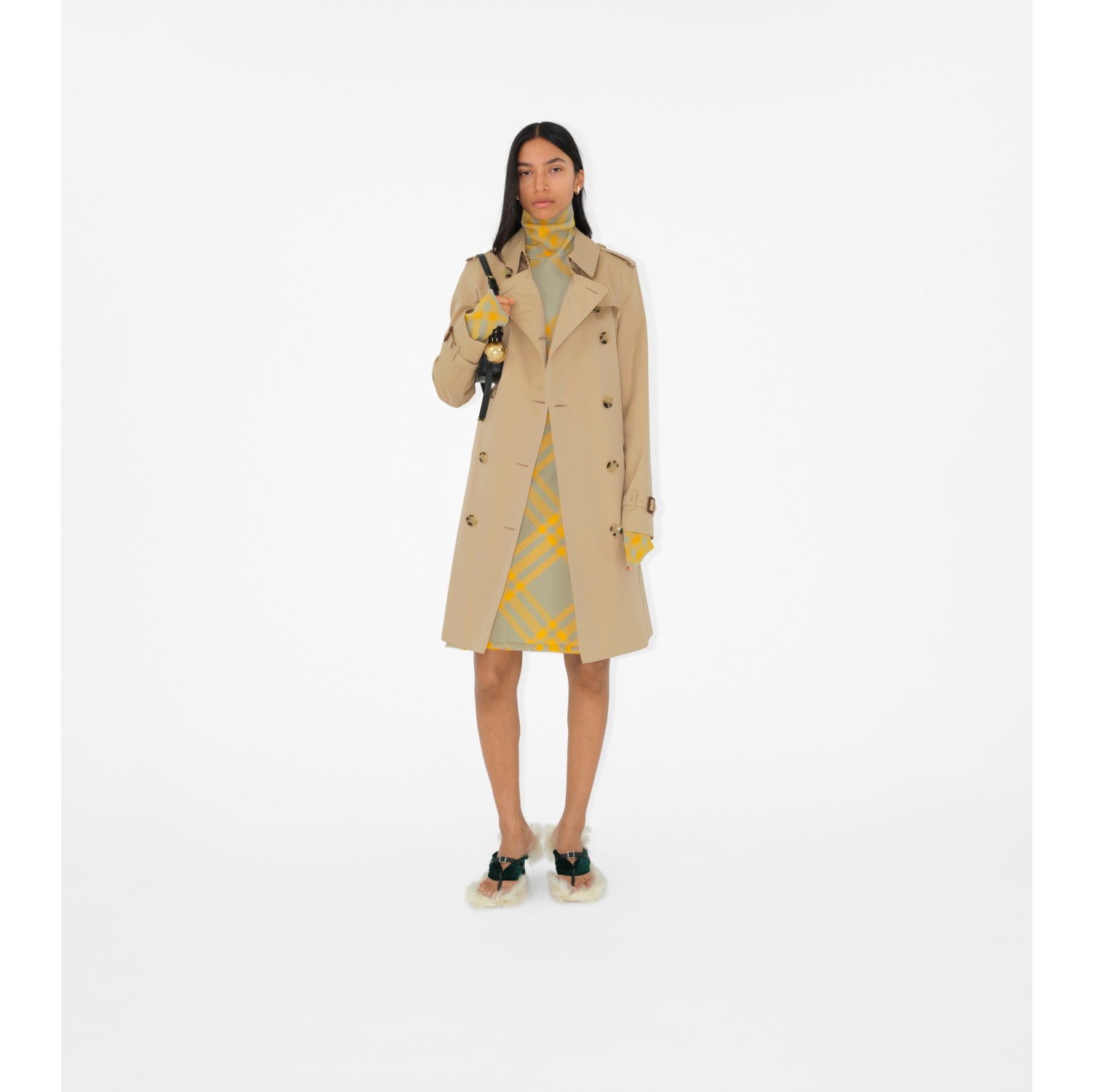 Burberry mid length store trench coat women's