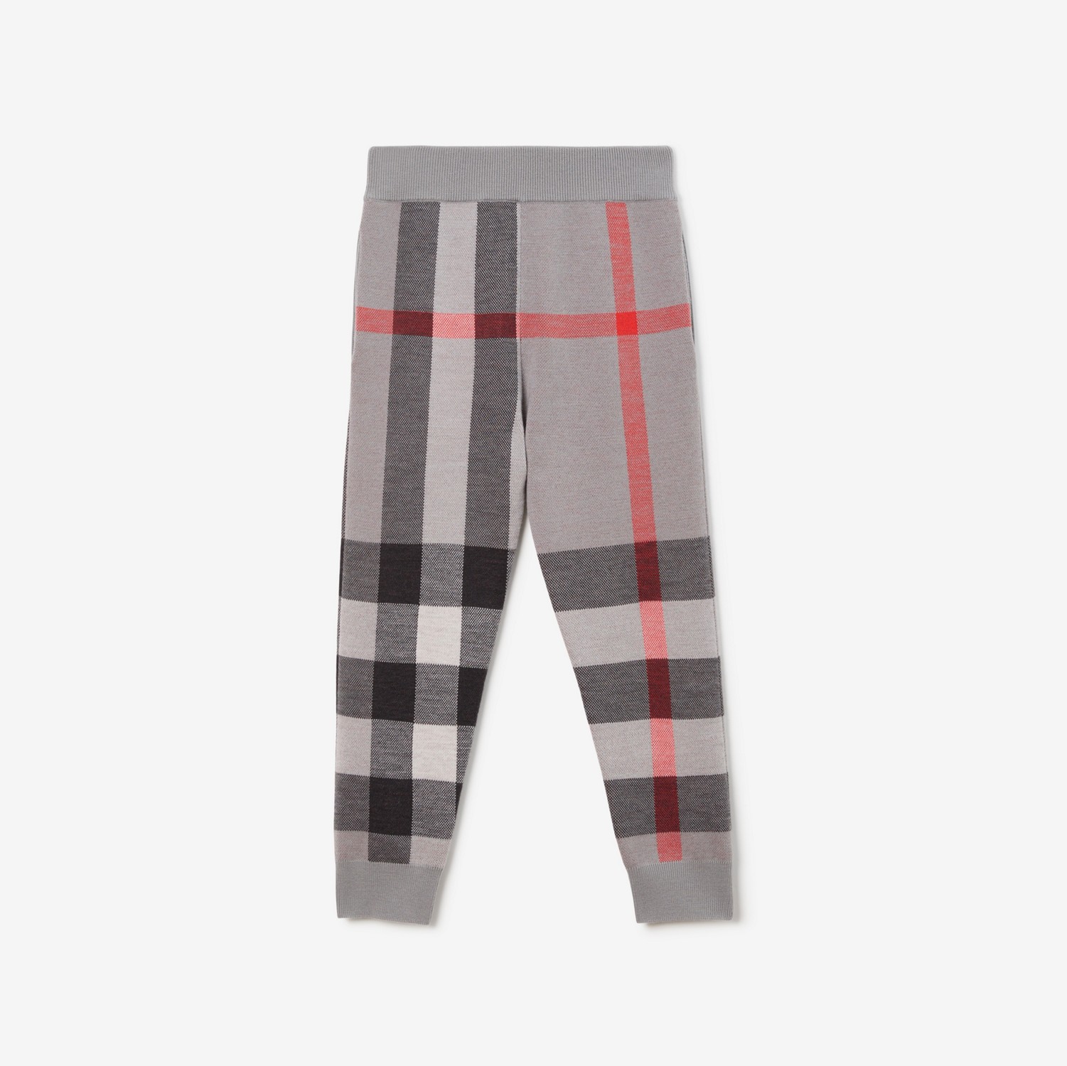格纹羊毛慢跑裤 (冷炭灰色) | Burberry® 博柏利官网