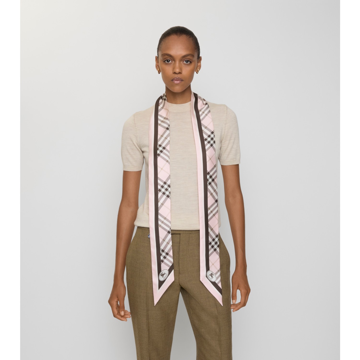 Foulard ultrafin en soie Check