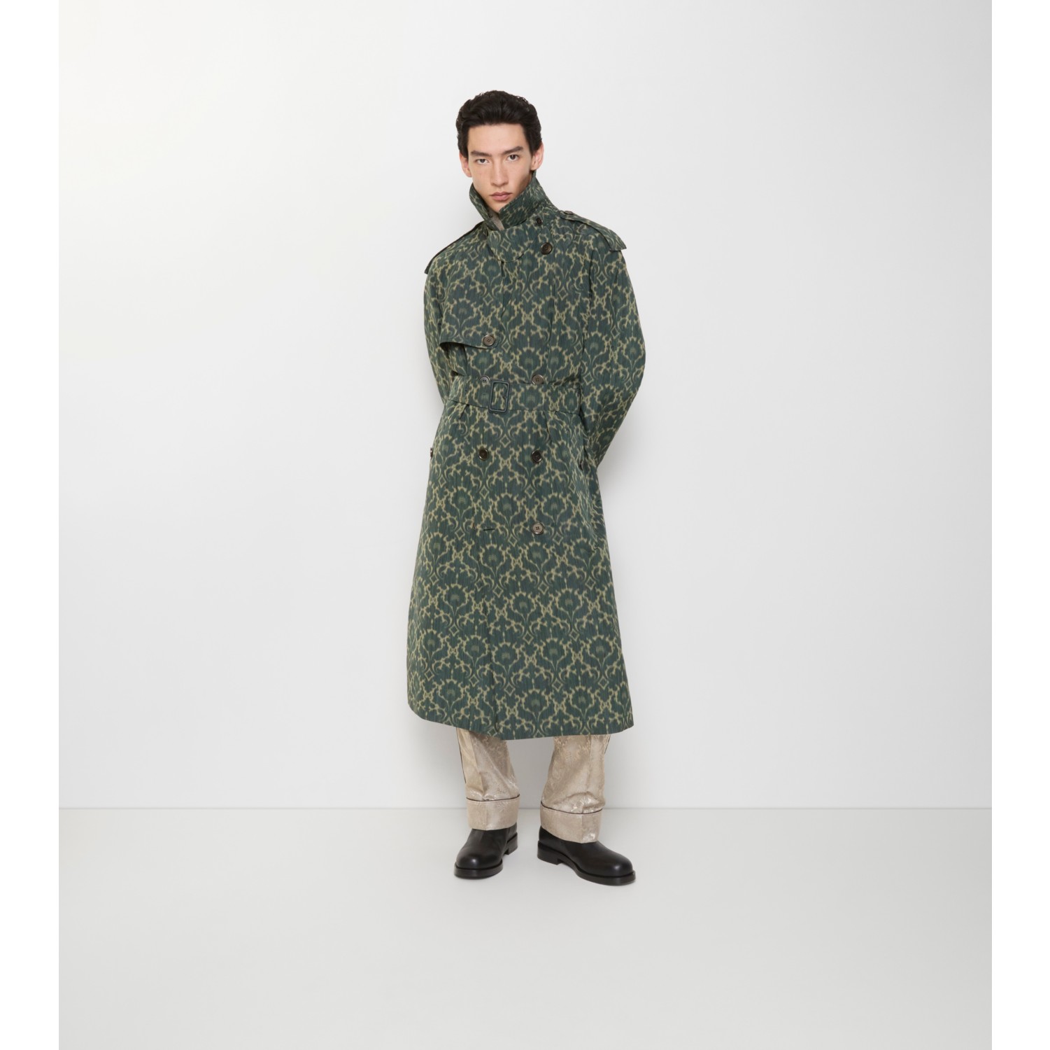 Long Baroque Viscose Blend Trench Coat