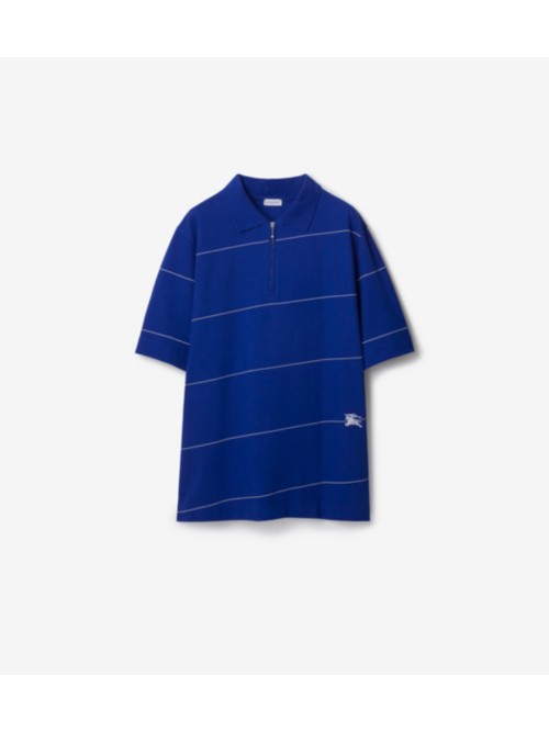Burberry Striped Cotton Polo Shirt In Knight