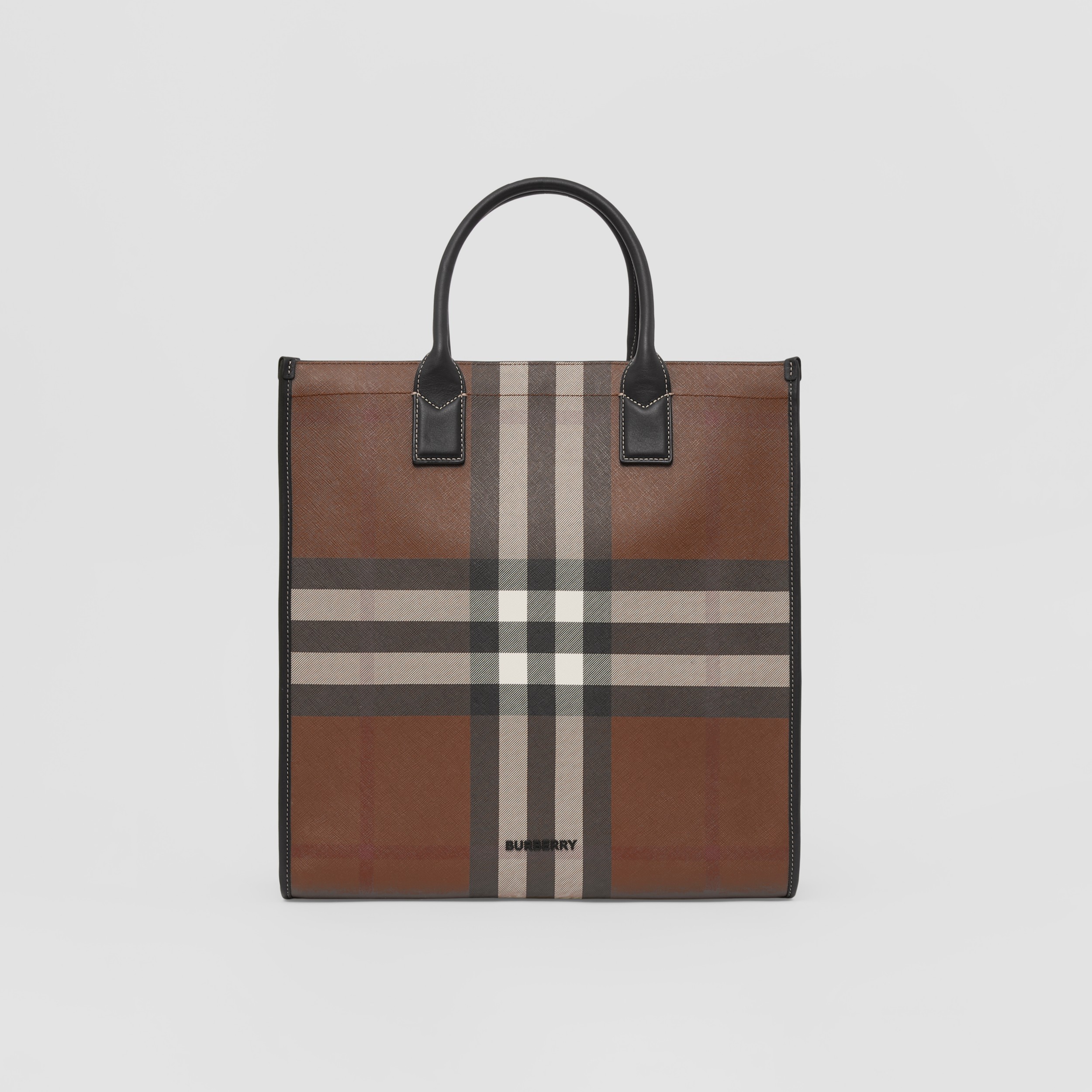 a cuadros con detalles en piel (Marrón Abedul Oscuro) Burberry®