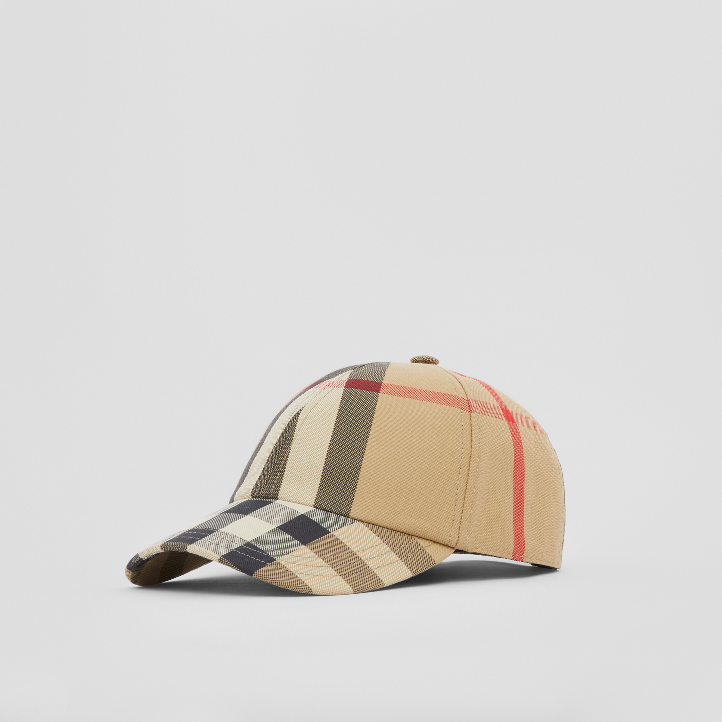 Embroidered Logo Check Cotton Baseball Cap in Archive Beige | Burberry® Official - 3