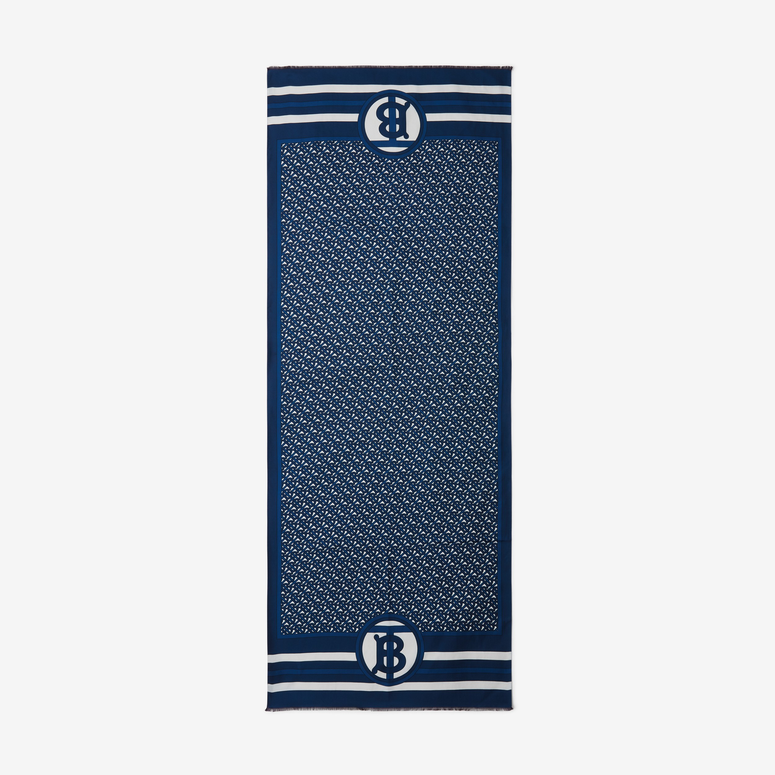 Pañuelo reversible en seda con motivo de monogramas (Azul Cerúleo) | Burberry® oficial - 4