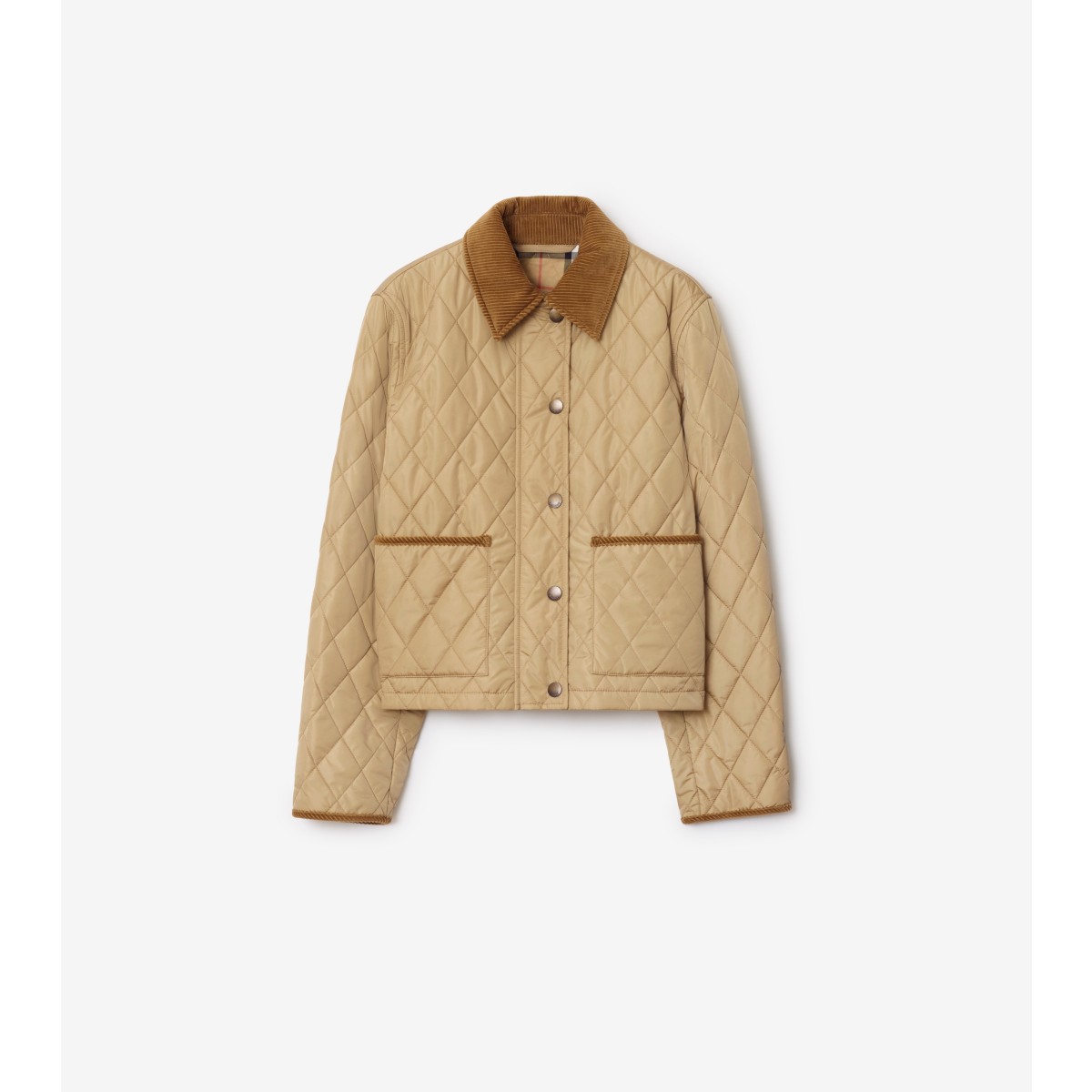  Check Cropped Quilted Nylon Jacket
