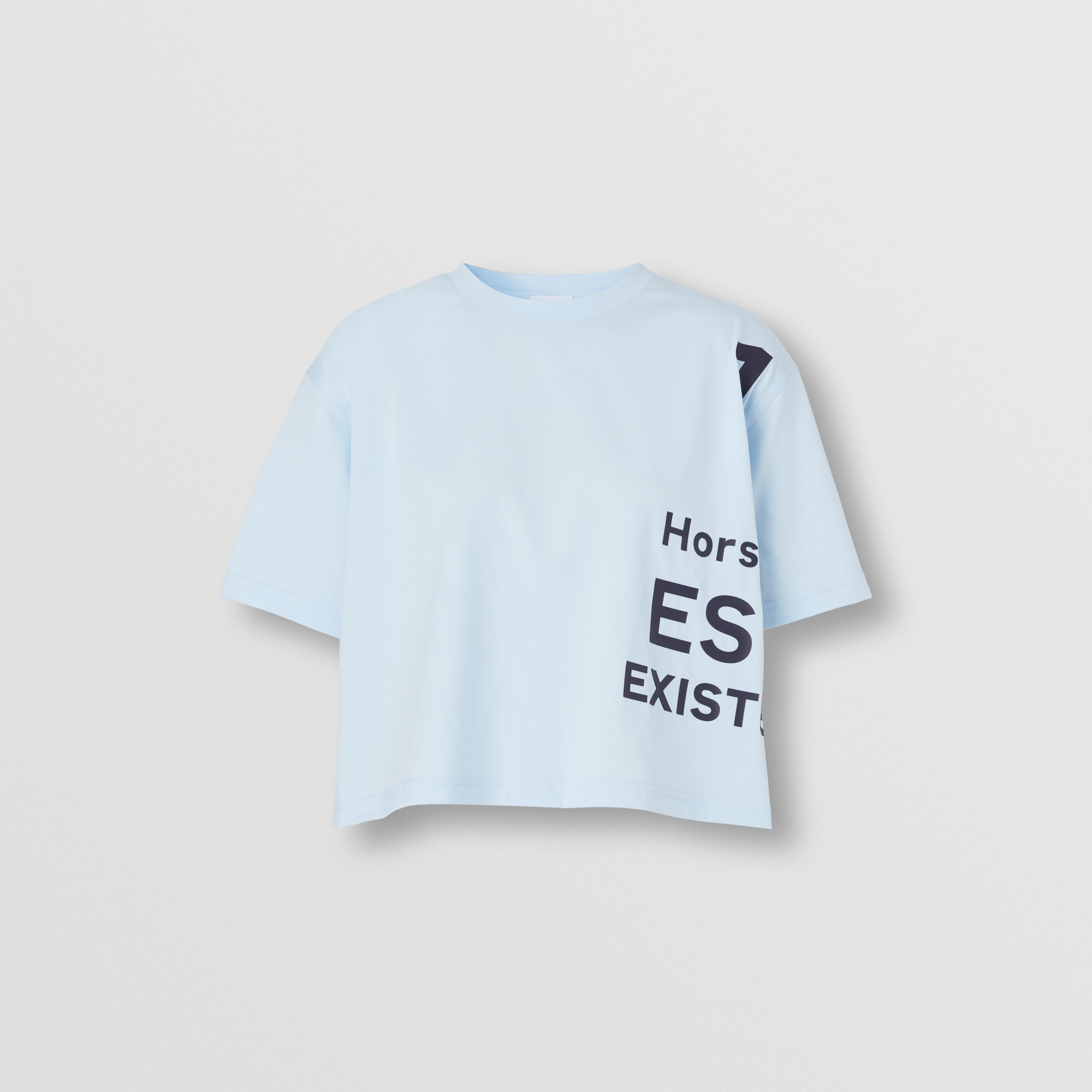 Kurzes Baumwoll-T-Shirt mit Horseferry-Schriftzug (Hellblau) - Damen | Burberry® - 4