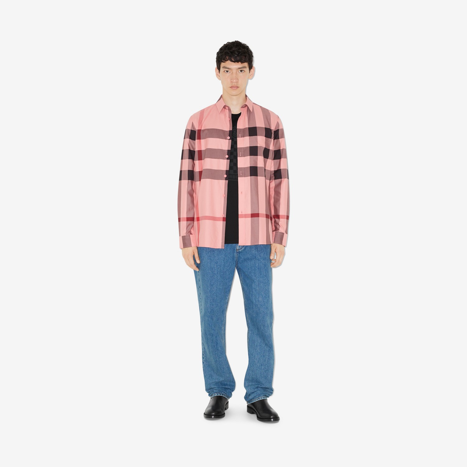 格纹棉质衬衫 (糖果粉红) - 男士 | Burberry® 博柏利官网