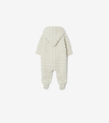 Burberry Kids Vintage Check-detail fleece babygrow set - White