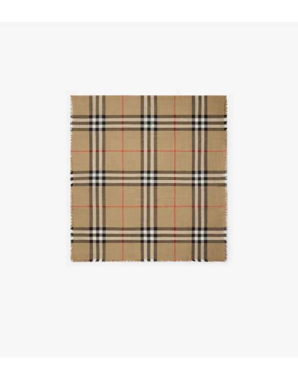 Reversible Check Wool Silk Scarf