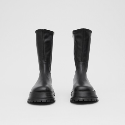 Leather and Lambskin Boots in Black - Women | Burberry® Official