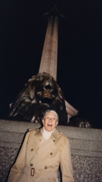 Brand 01 Campaign featuring an older model in a beige trench coat