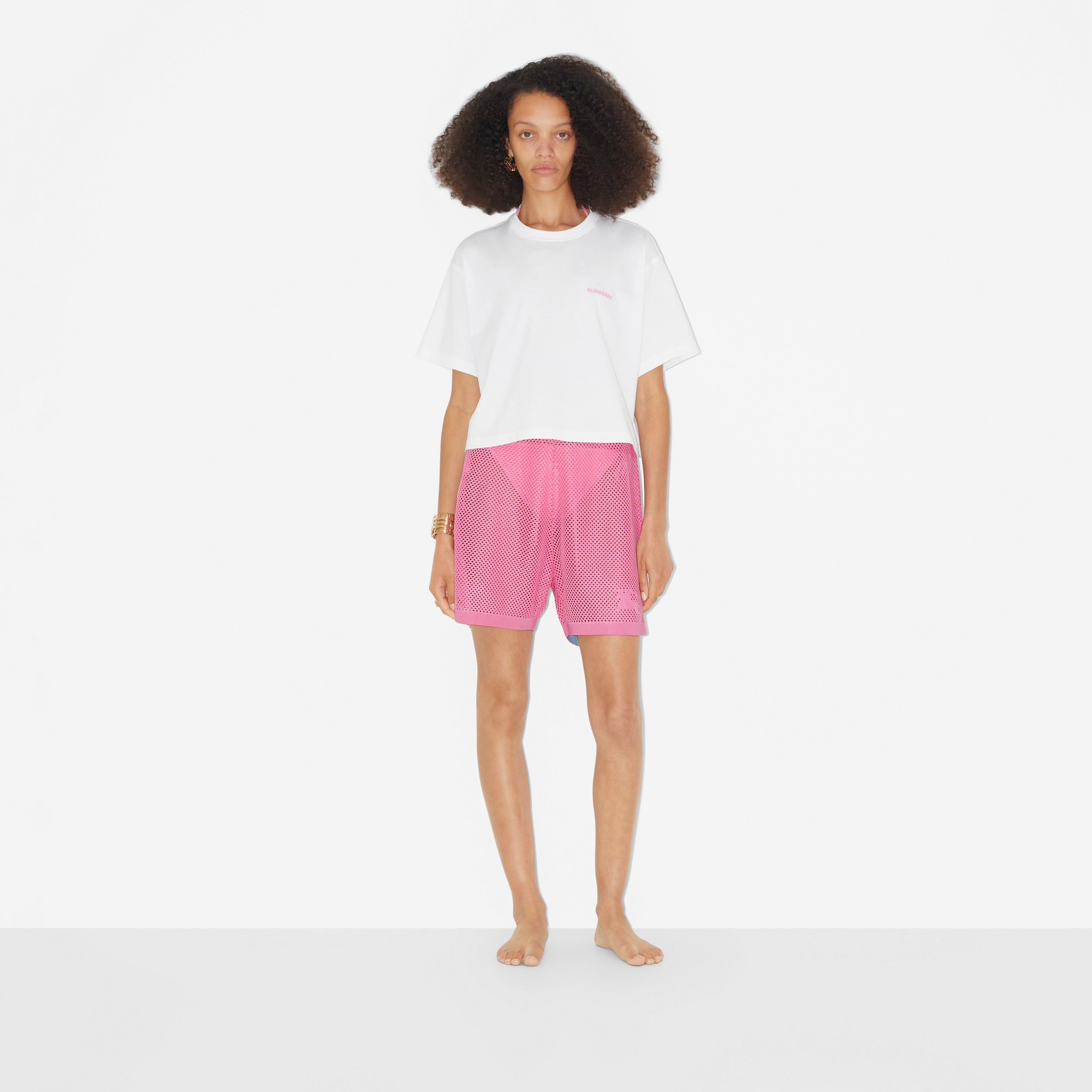 Shorts de malha com estampa EKD (Rosa Chiclete) - Mulheres | Burberry® oficial - 2