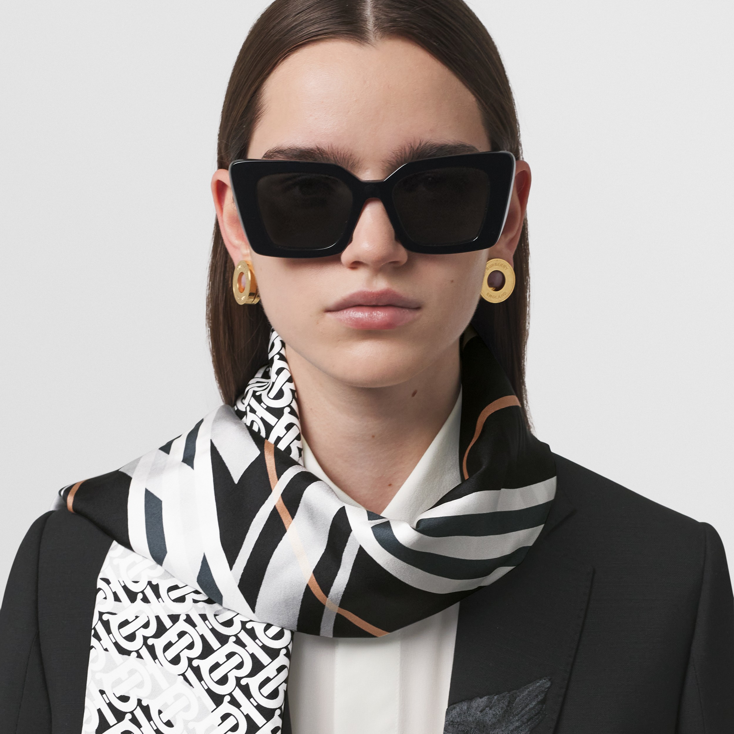 Montage Print Silk Square Scarf in Monochrome | Burberry® Official - 3